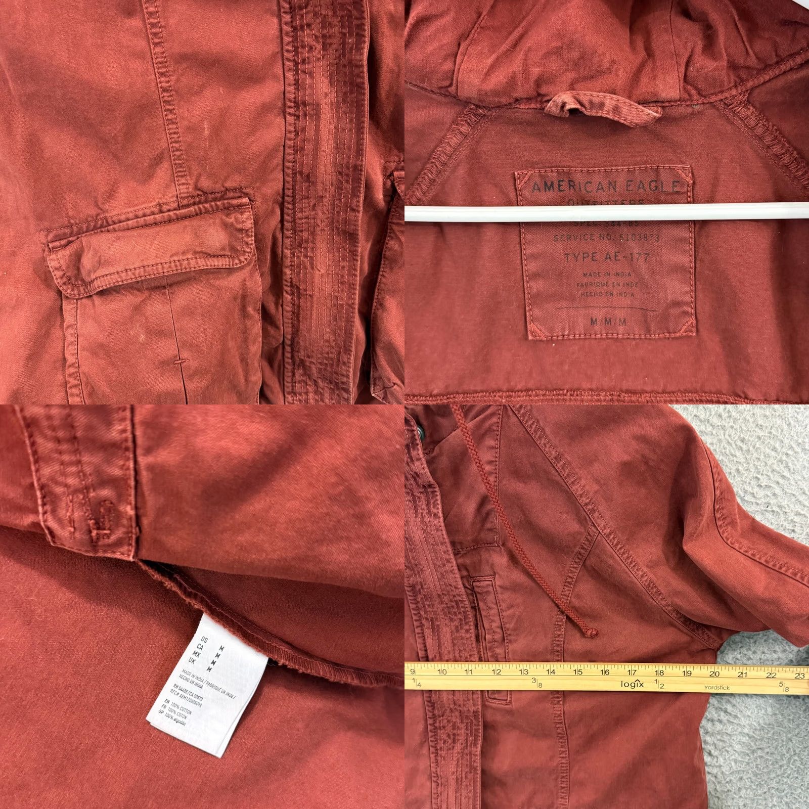 American Eagle Outfitters VINTAGE American Eagle Jacket Womens Medium Red Cargo Utility Military Hooded Zip Y2K Size M / US 6-8 / IT 42-44 - 8 Thumbnail
