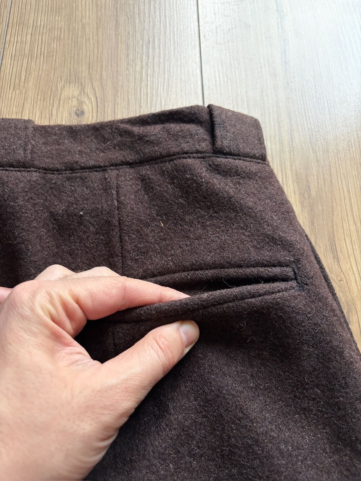 Vintage 40-50's Heavy Brown Wool Cotton Lined European Work Pants Size US 36 / EU 52 - 19 Thumbnail