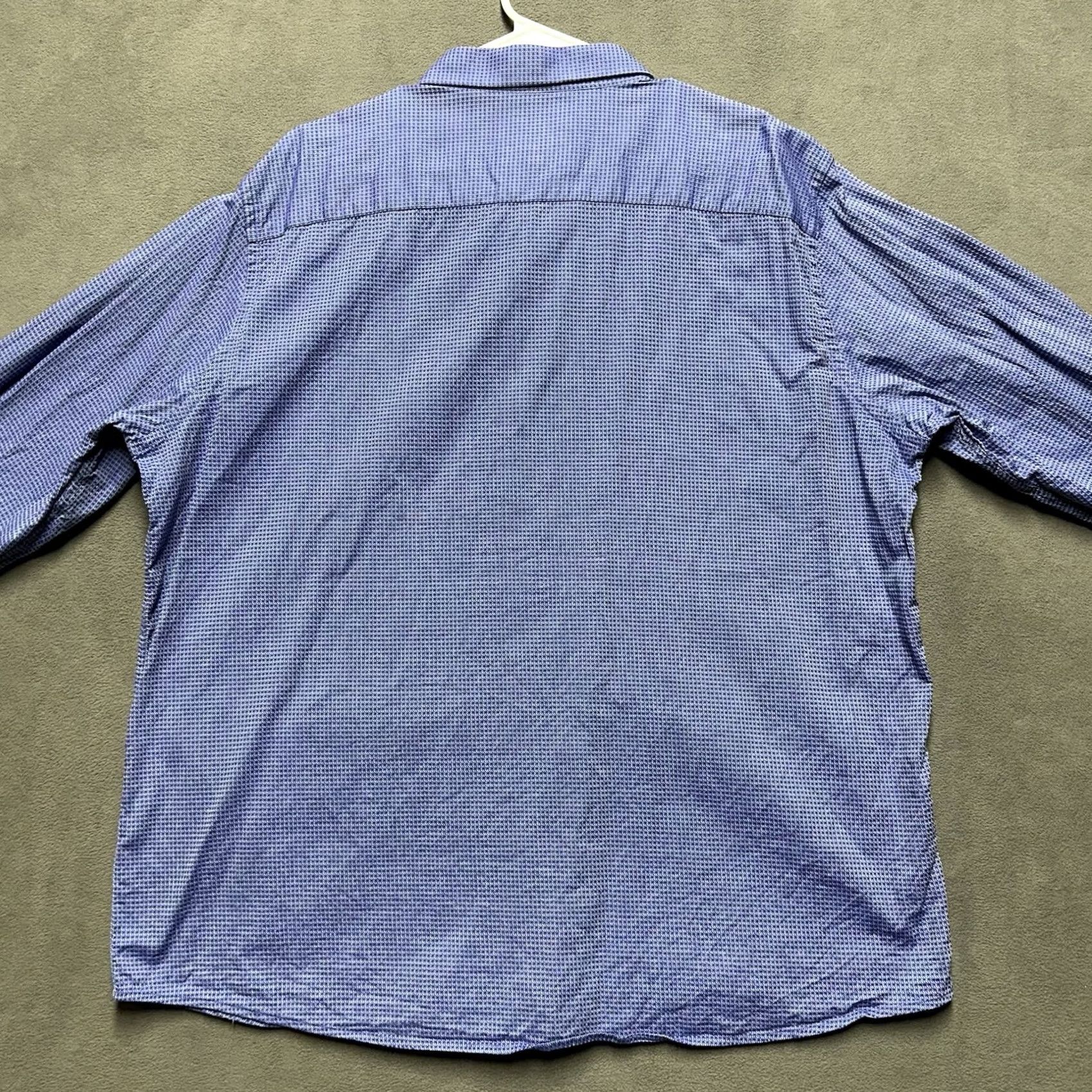 Johnston & Murphy Johnston & Murphy Shirt Geometric Button-Up Cotton Blue 2XL Mens Long Sleeve Regular Fit FSM Size US XXL / EU 58 / 5 - 2 Thumbnail