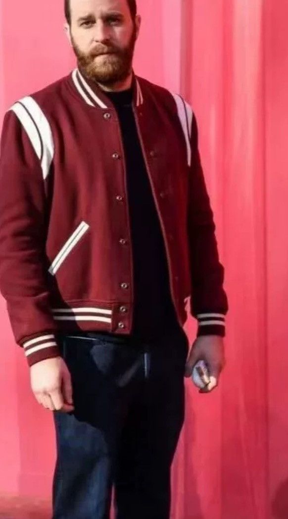 Saint Laurent SLP wine red baseball jacket2412-Nextarrow