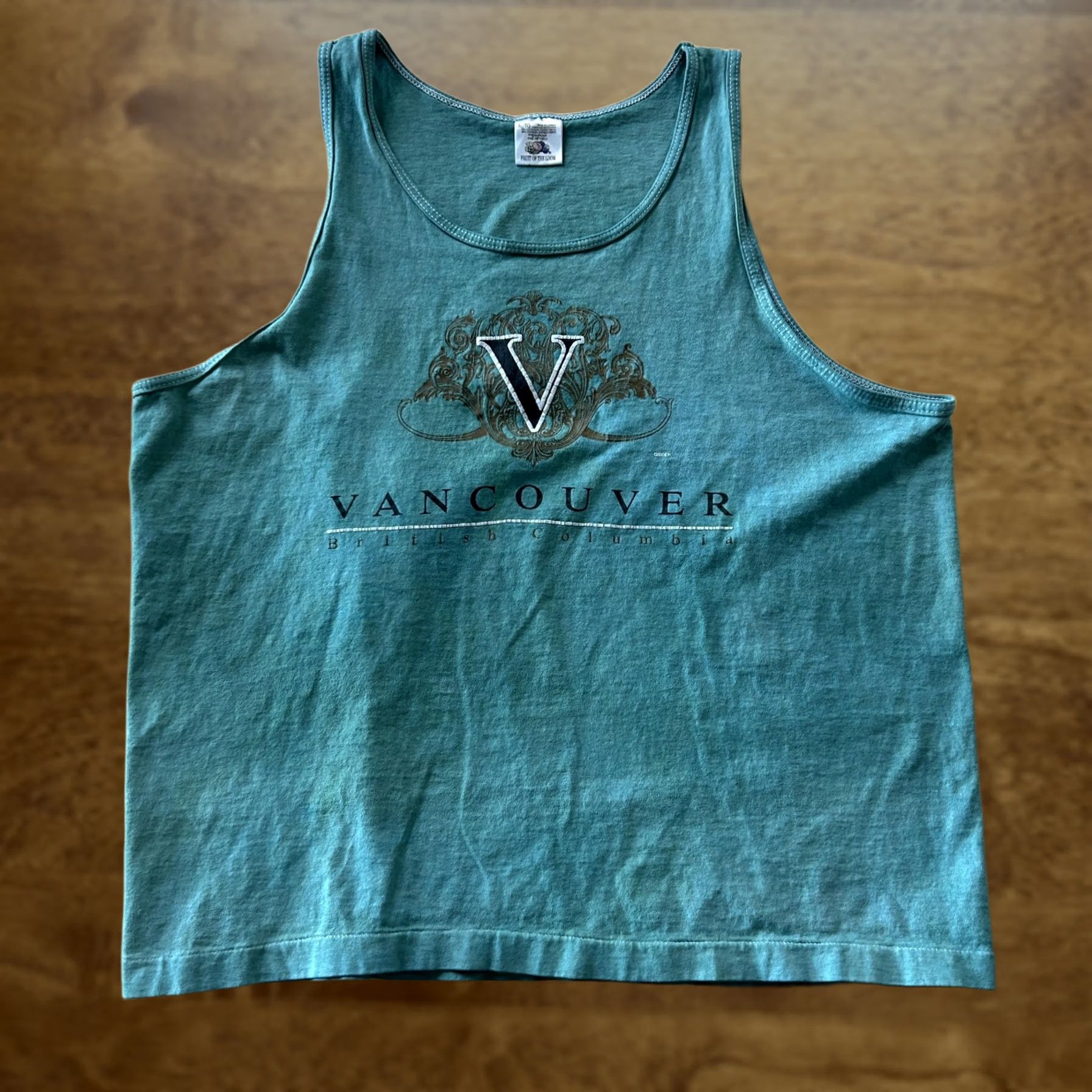 Fruit Of The Loom VINTAGE Fruit Of The Loom Mens XL Green Vancouver British Columbia Tank Top Size US XL / EU 56 / 4 - 1 Thumbnail