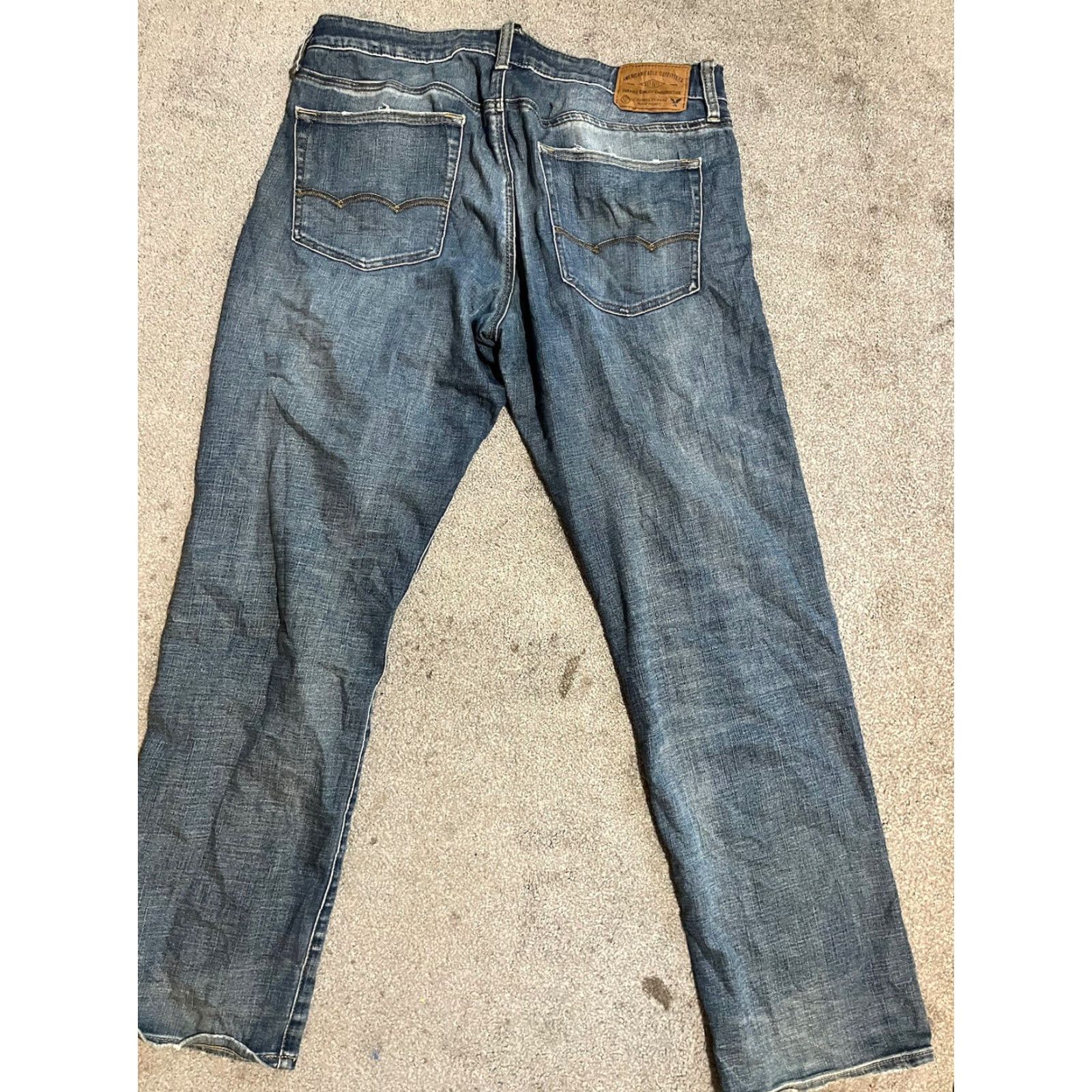 American Eagle Outfitters American Eagle Outfitters Jeans Mens Slim Straight 38x32 Blue Denim 360 Extreme Flex, 5-Pocket, Distressed, Stretch, Regular Size Size US 38 / EU 54 - 2 Thumbnail