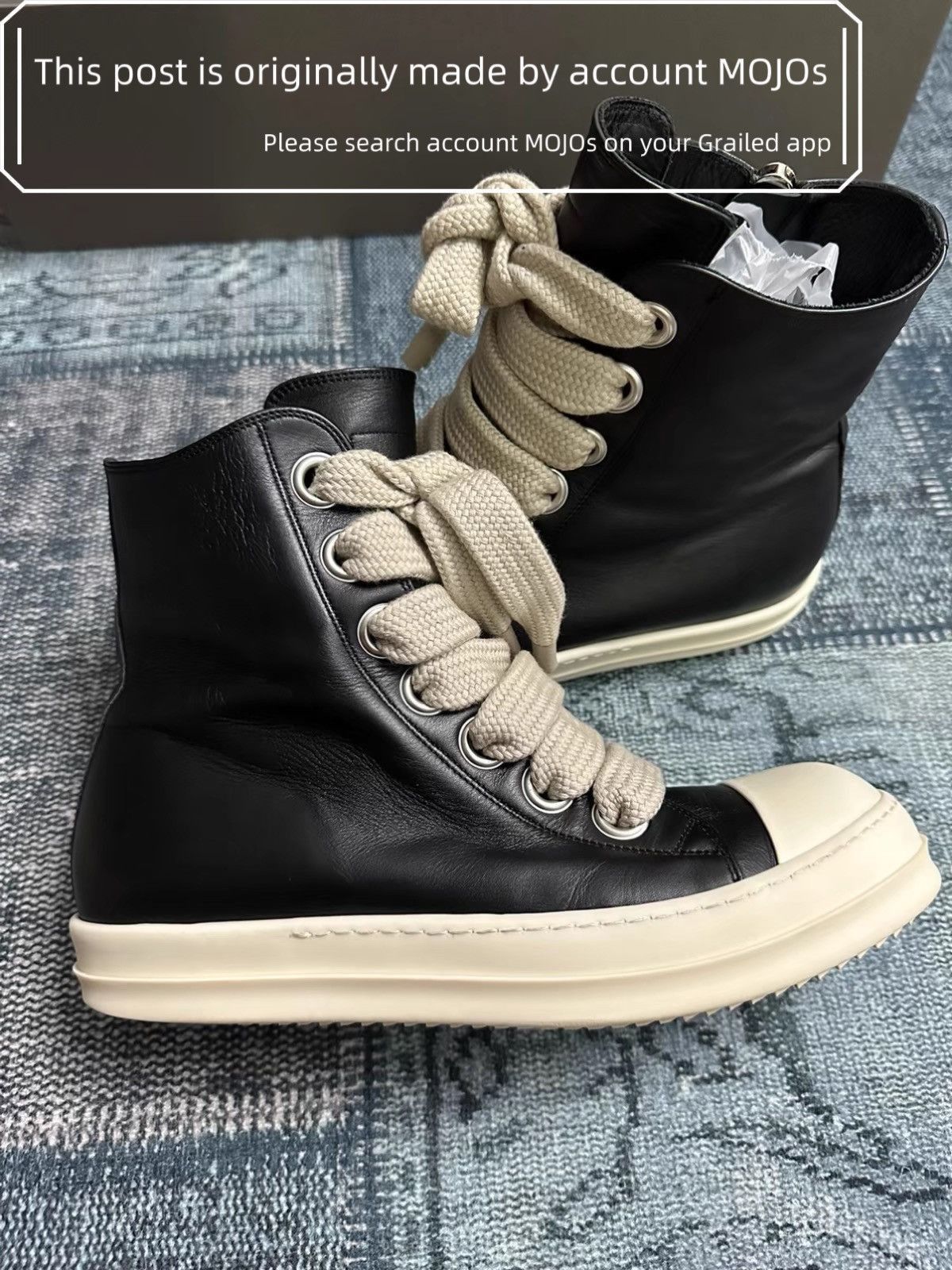 Rick Owens Sz 44 Rick Owens Oversized Lace Leather Ho-top mojos52506 Size US 11 / EU 44 - 4 Thumbnail