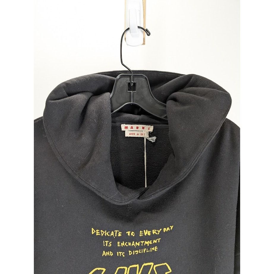 Marni o1rshd1 Brushed Organic Cotton Sweatshirt Hoodie in Black Size US L / EU 52-54 / 3 - 3 Thumbnail