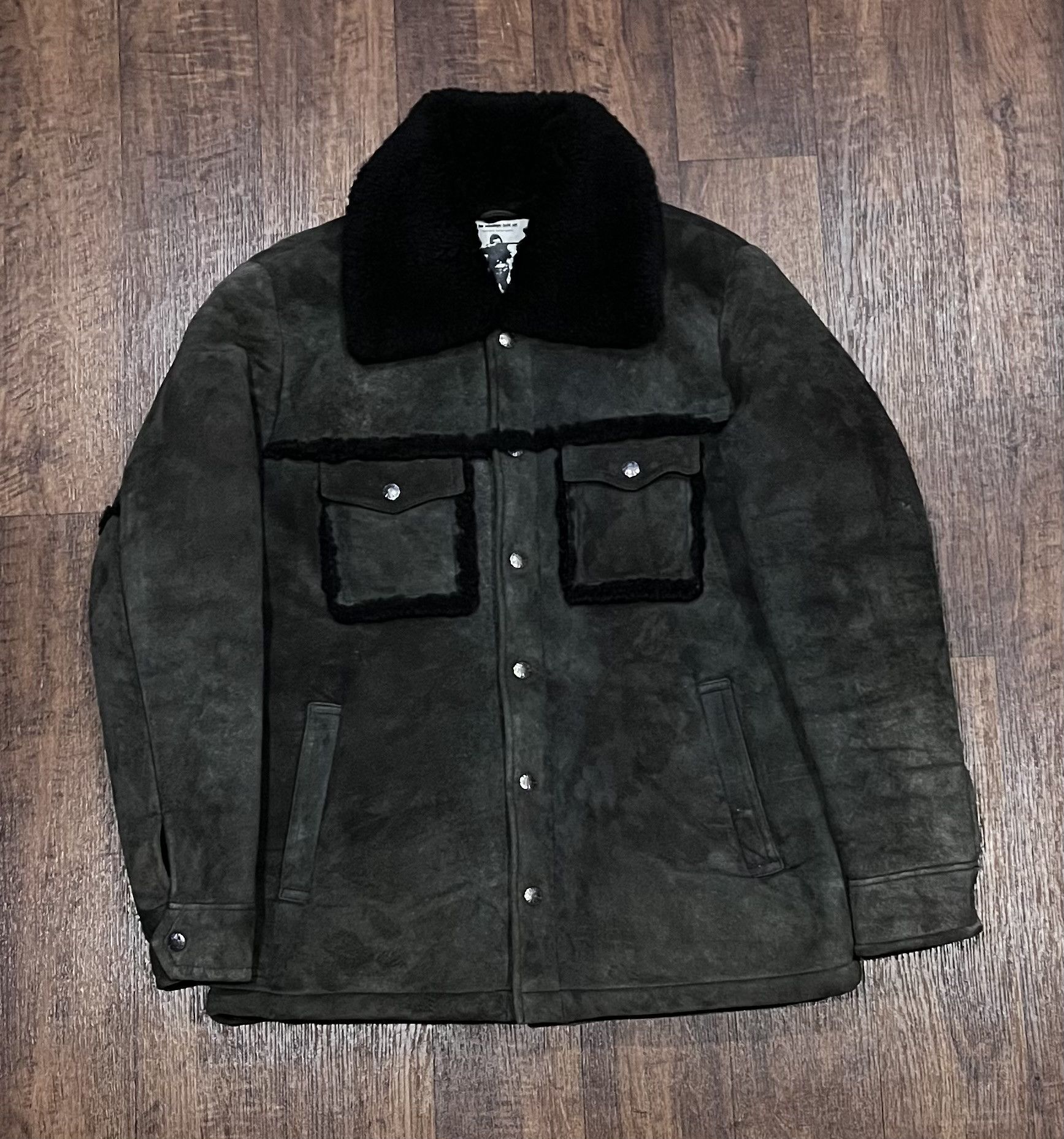 Bape sheepskin leather jacket fur lined heavy coat