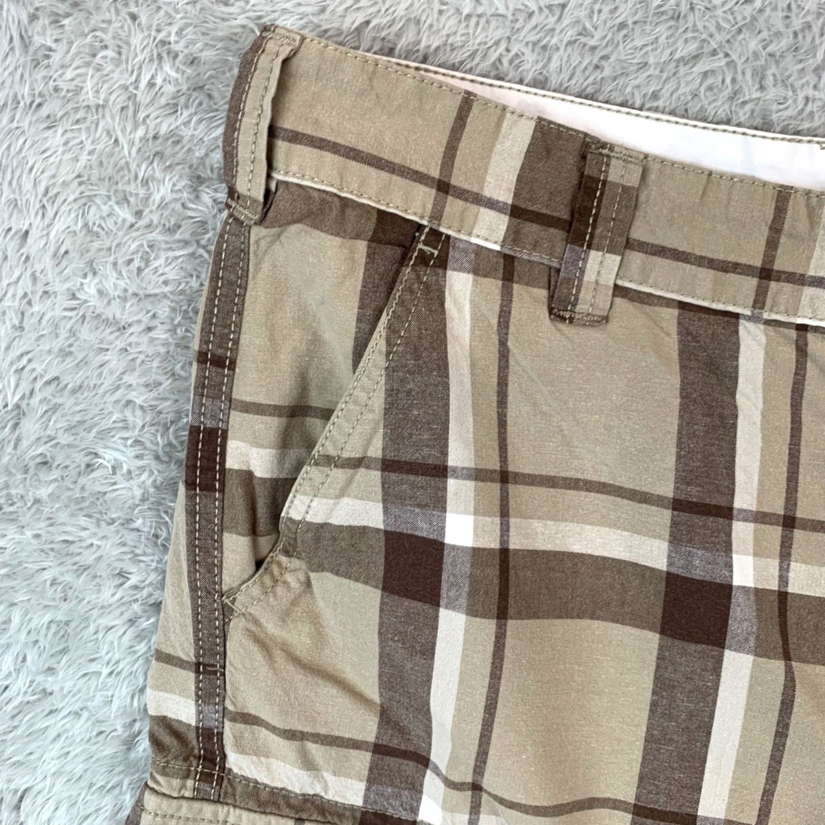 Vintage Urban Pipeline Cargo Shorts Mens Size 36 Check Cotton Workwear Pockets, Men's — image 2 of 6