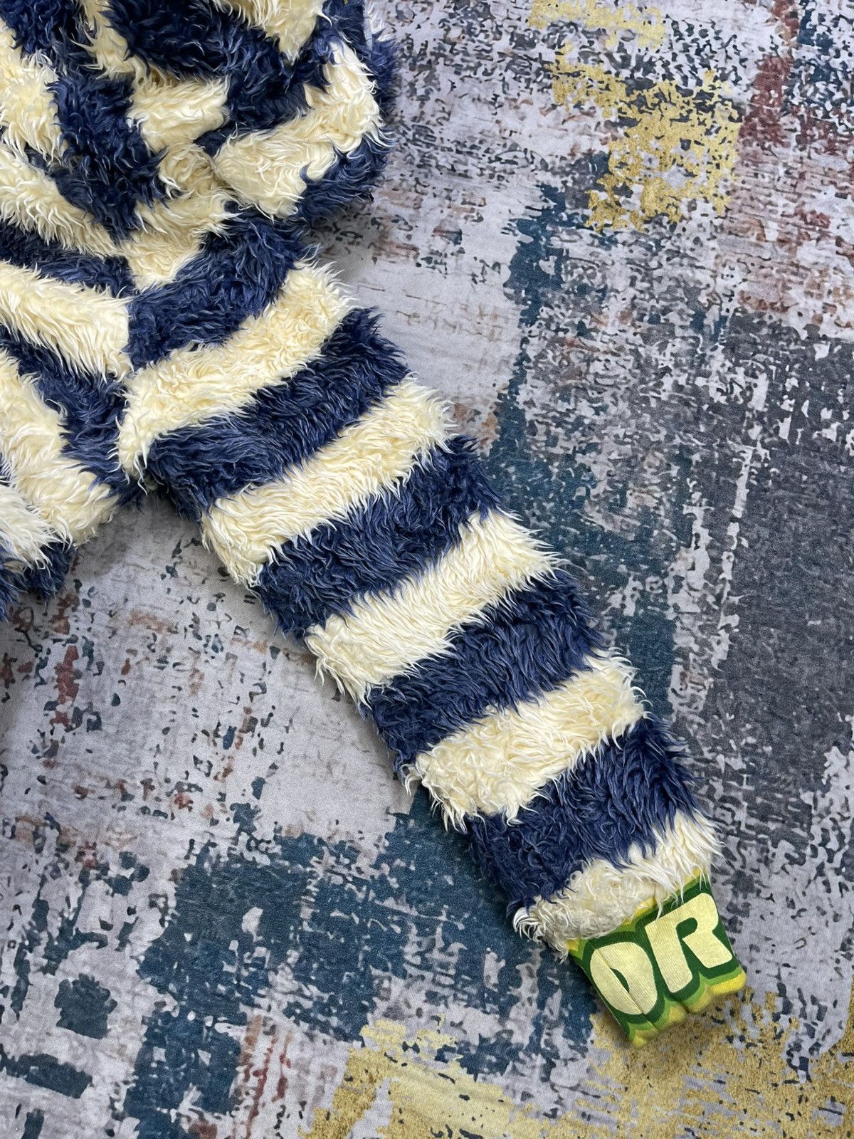Japanese Brand Joyful And Monster Plush Whimsical Striped Fuzzy Jacket Size XS / US 0-2 / IT 36-38 - 6 Thumbnail
