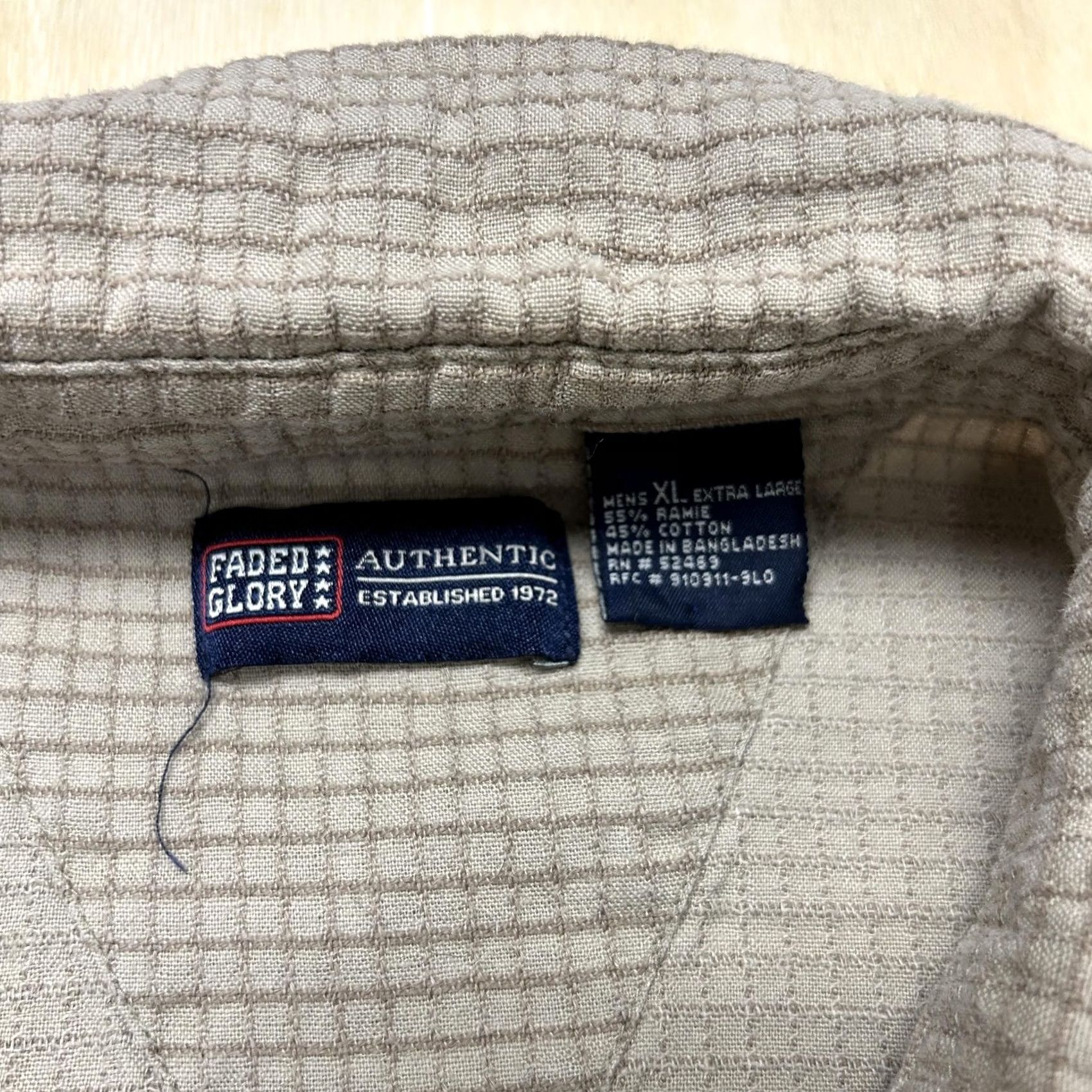 Faded Glory VINTAGE Faded Glory Shirt Mens XL Gray Check Long Sleeve Button Up Ramie Cotton Size US XL / EU 56 / 4 - 2 Thumbnail