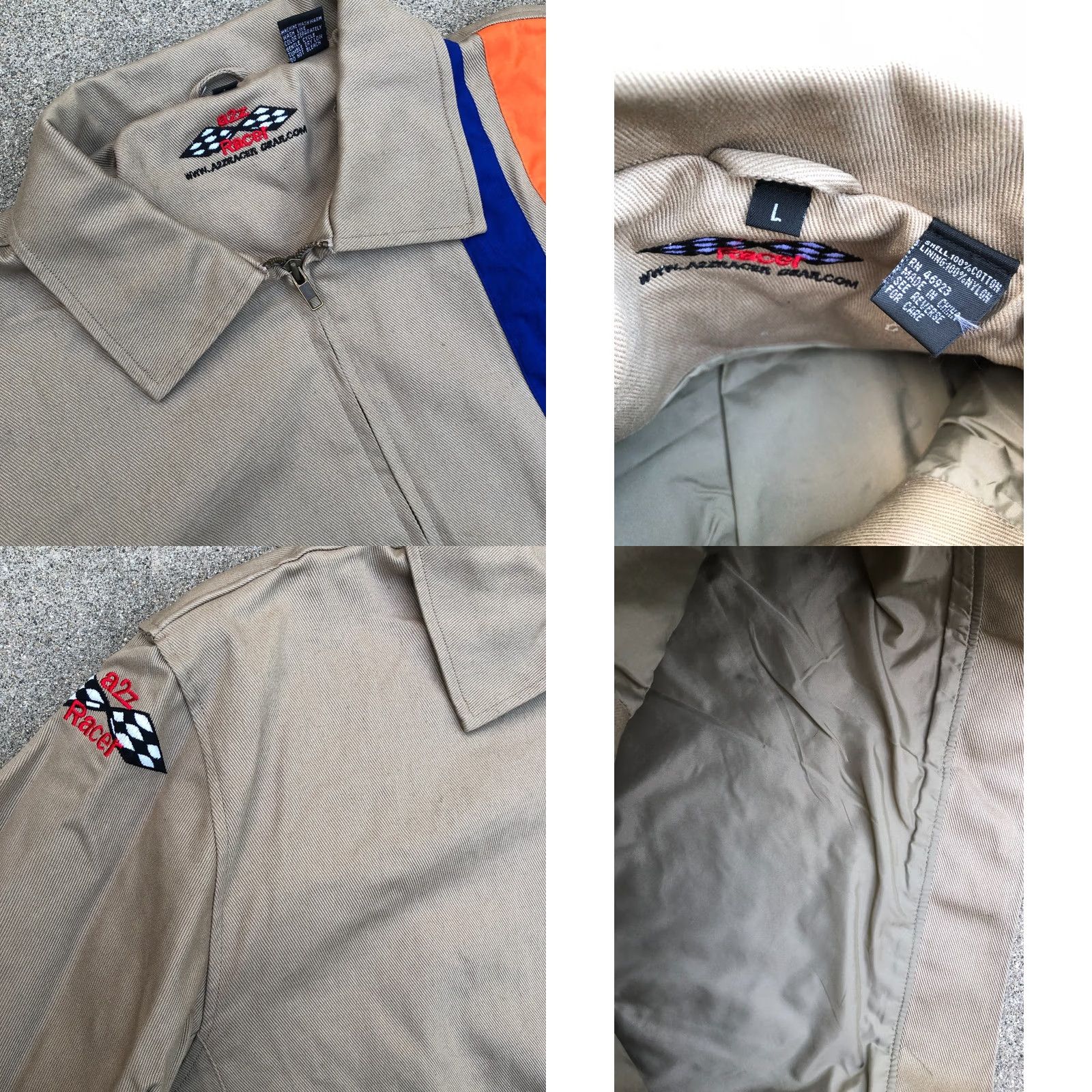 Vintage VINTAGE A2Z RACER Mechanic Jacket Men’s LARGE Beige Long Sleeve Full Zip Cotton Jacket Size US L / EU 52-54 / 3 - 8 Thumbnail