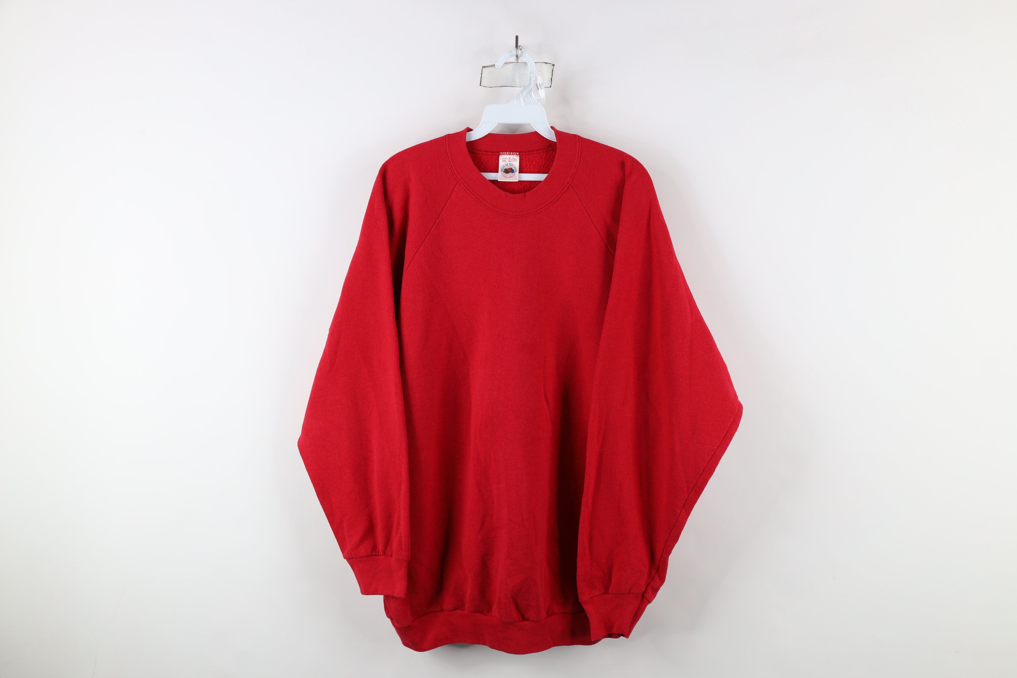 Vintage Vintage 90s Streetwear Blank Crewneck Sweatshirt Red USA Size US XXL / EU 58 / 5 - 1 Thumbnail