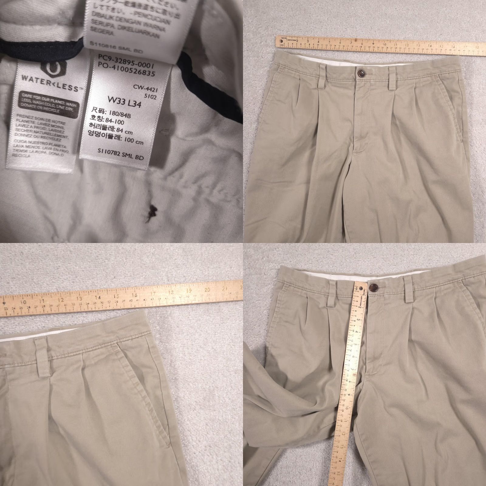 Dockers Dockers Pants Mens 33x32 Beige Classic Fit Pleated Front Straight Leg Chino Size US 33 - 8 Thumbnail