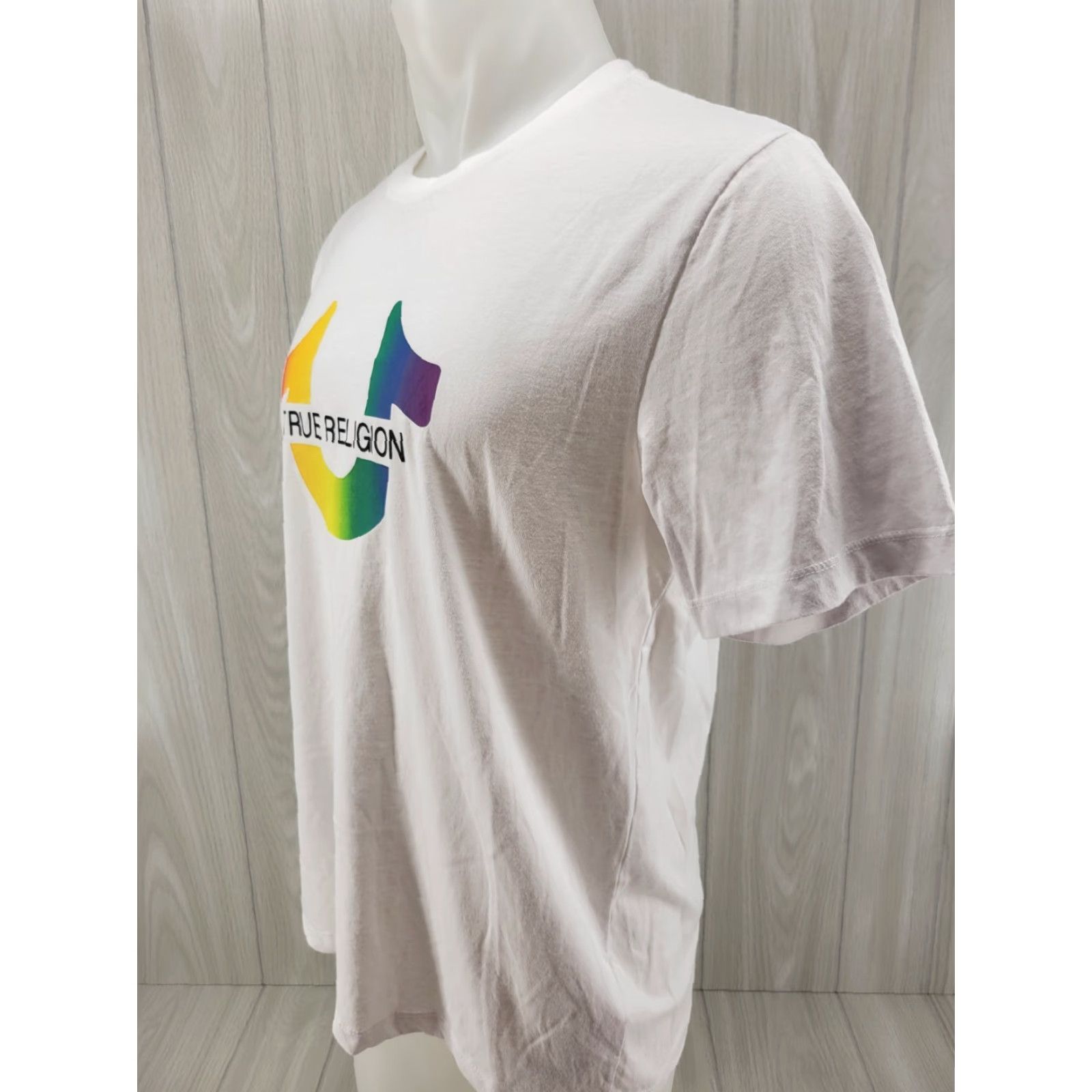 True Religion True Religion Mens T Shirt Rainbow Logo White L Shirt Adults Regular Short Sleeve Crew Neck Cotton Blend Knit Size US L / EU 52-54 / 3 - 3 Thumbnail