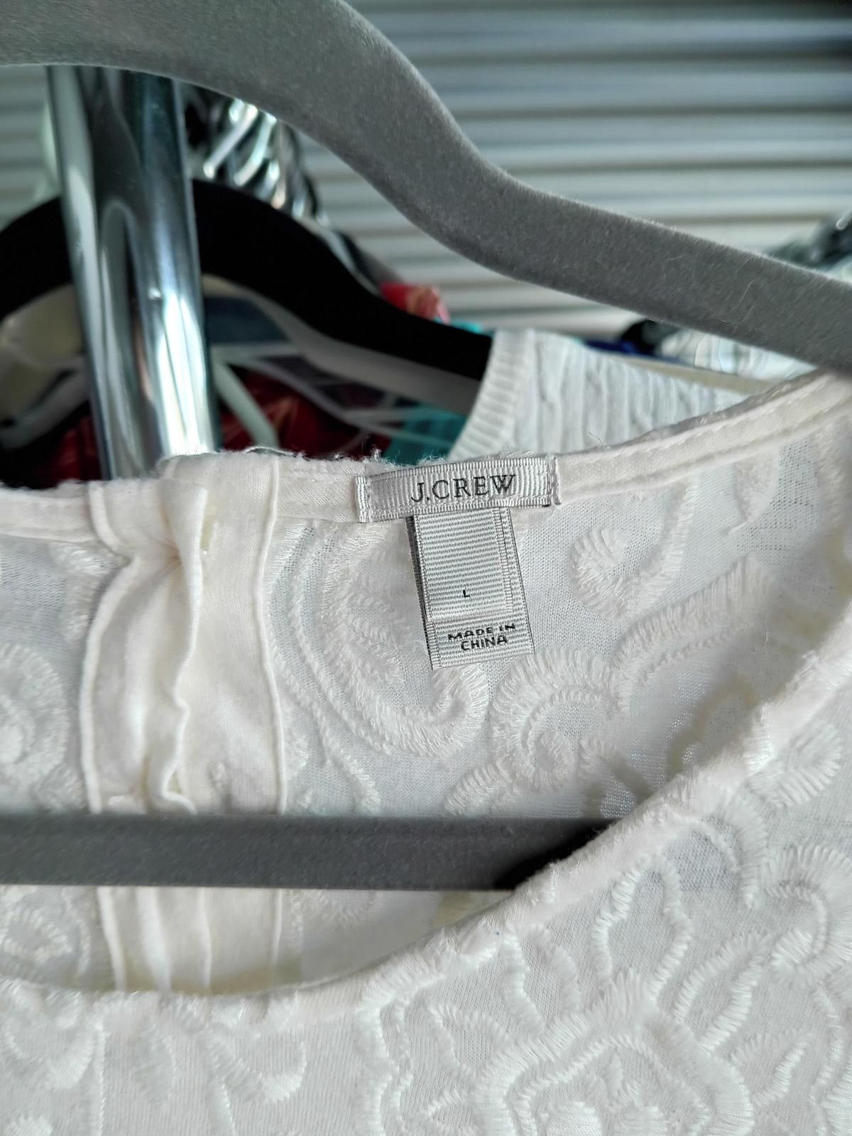 J.Crew Elegant J.Crew Textured White Top Size L / US 10 / IT 46 - 3 Thumbnail