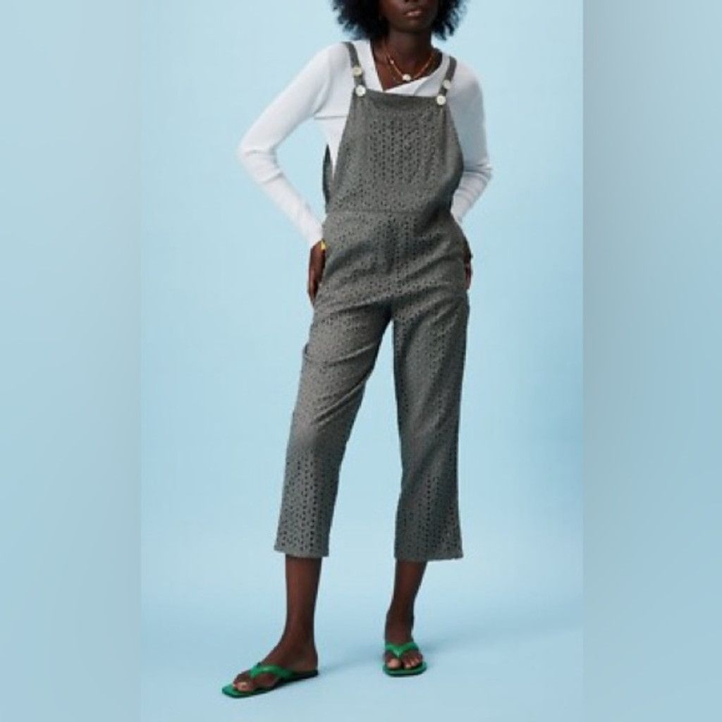 Zara Zara Grey Cotton Broderie Eyelet Jumpsuit Size S Size 28" / US 6 / IT 42 - 2 Thumbnail
