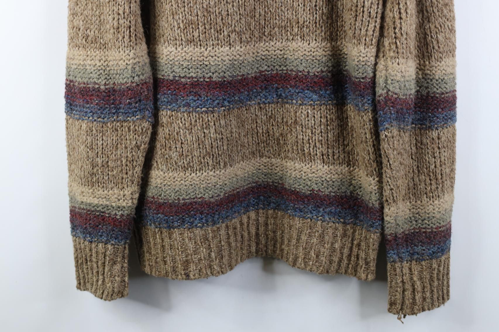 Vintage Vintage 90s Streetwear Tone Striped Hand Loomed Knit Sweater Size L / US 10 / IT 46 - 11 Thumbnail