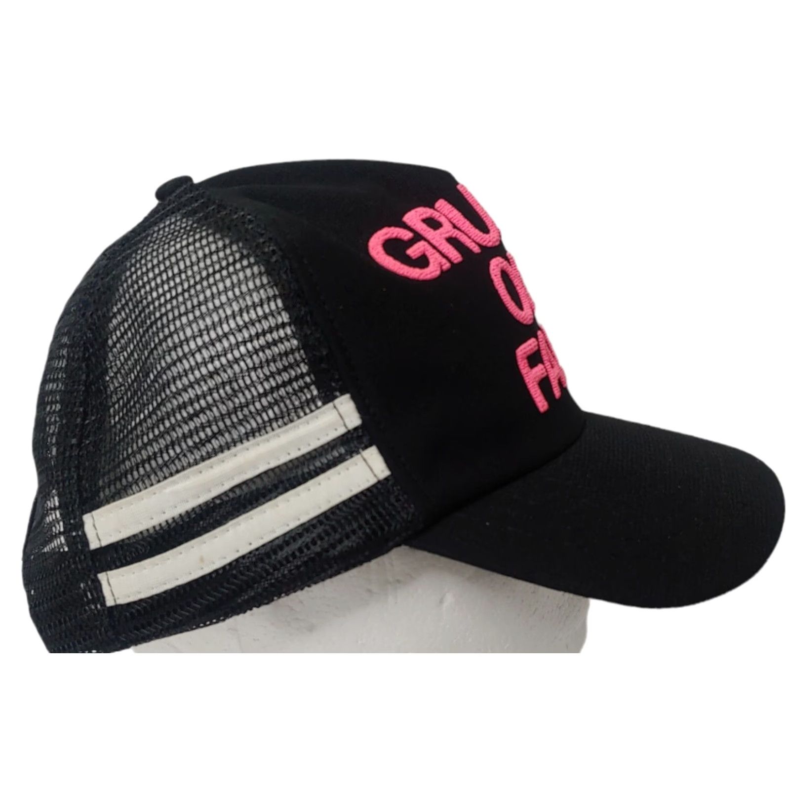 Pinko VINTAGE Grumpy Old Fart Cap Hat 2 Stripe Black White Pink Adjustable Men Snapback Vintage Two Stripe Cap Size ONE SIZE - 4 Thumbnail