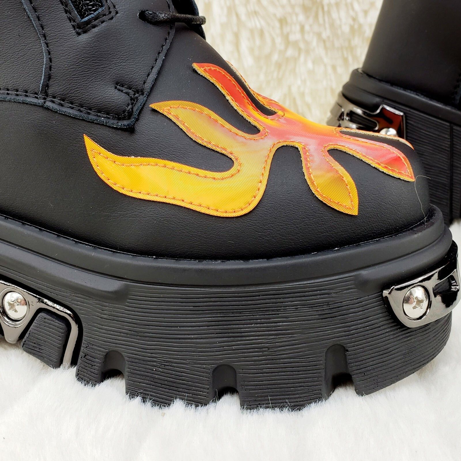 Other Wang Reflective Flame Punk Goth Rock 2" Platform 4.5 Hidden Size US 7.5 / IT 37.5 - 8 Thumbnail