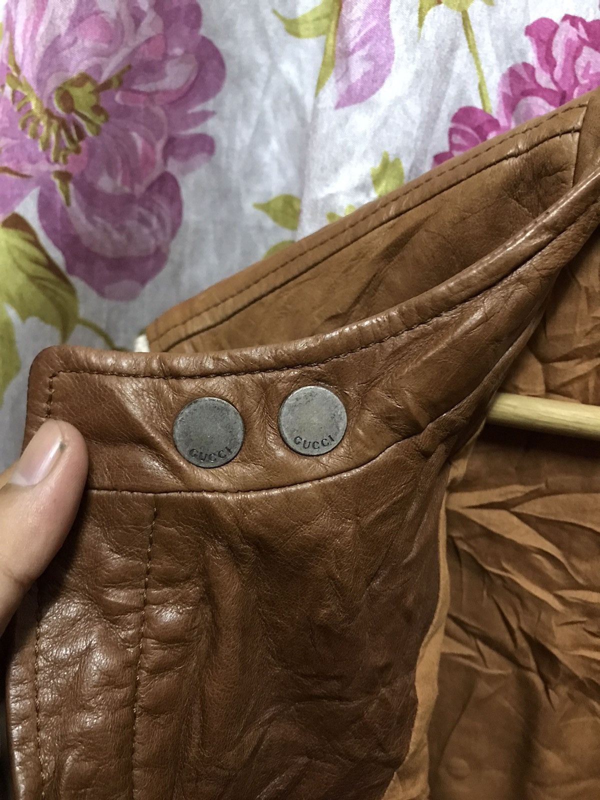 Gucci Authentic Gucci Brown Leather knittes Slevee Long Jacket Size US M / EU 48-50 / 2 - 11 Thumbnail