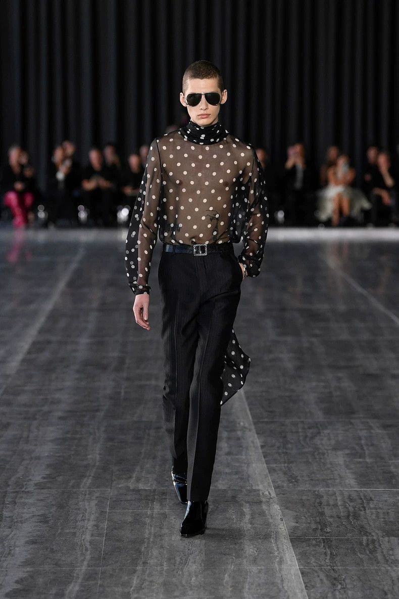 Saint Laurent Paris Saint Laurent Paris SLP24SS Mulberry Silk Fresh Green Wave Size US S / EU 44-46 / 1 - 8 Thumbnail