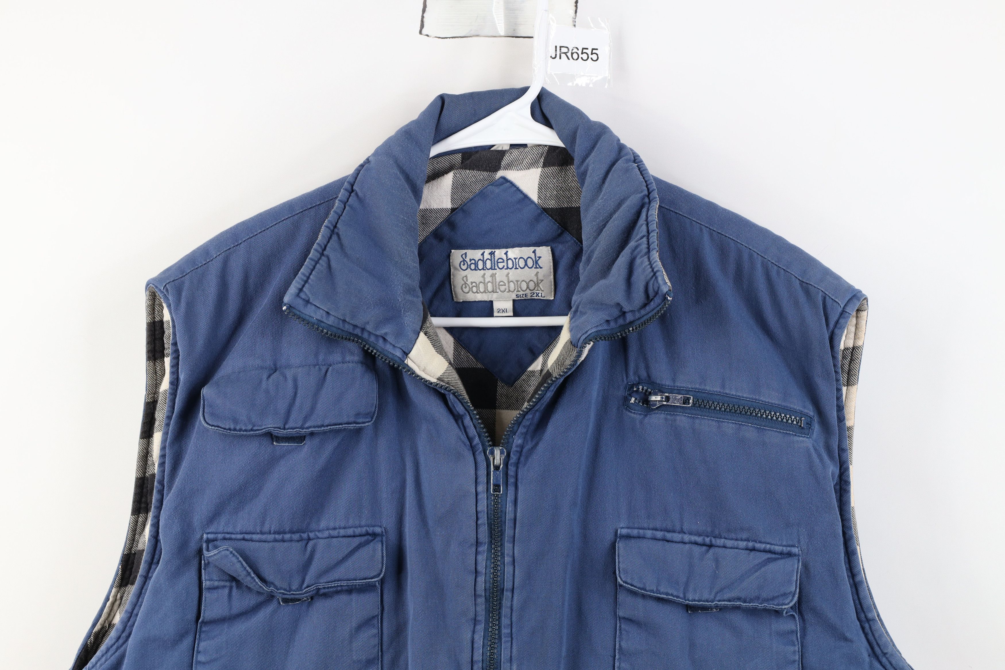 Vintage Vintage 90s Streetwear Flannel Lined Puffer Vest Jacket Blue Size US XXL / EU 58 / 5 - 2 Thumbnail