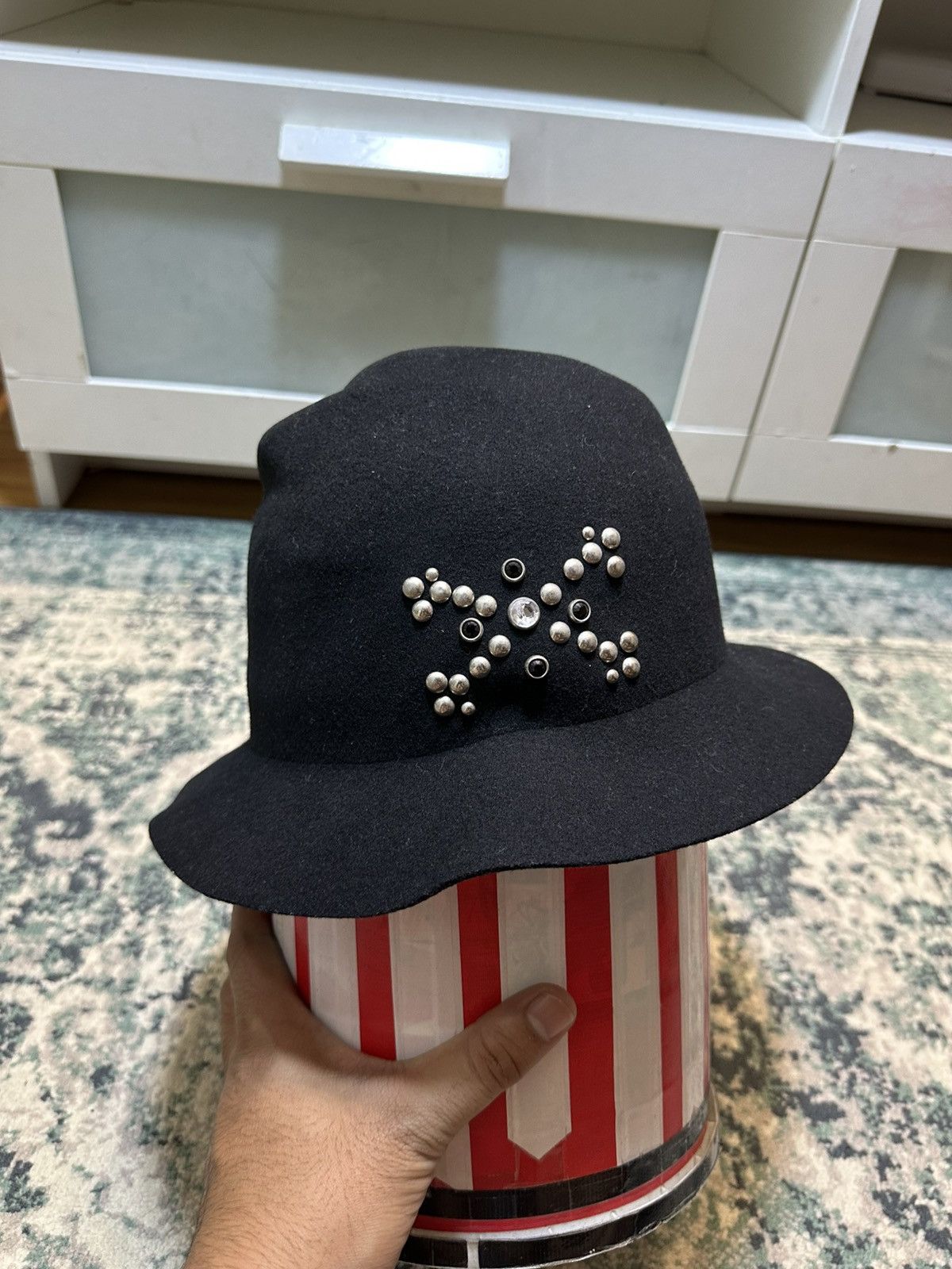 KMRii × PPFM PPFM Vintage Studded Rhinestone Fedora Hats Size ONE SIZE - 4 Thumbnail