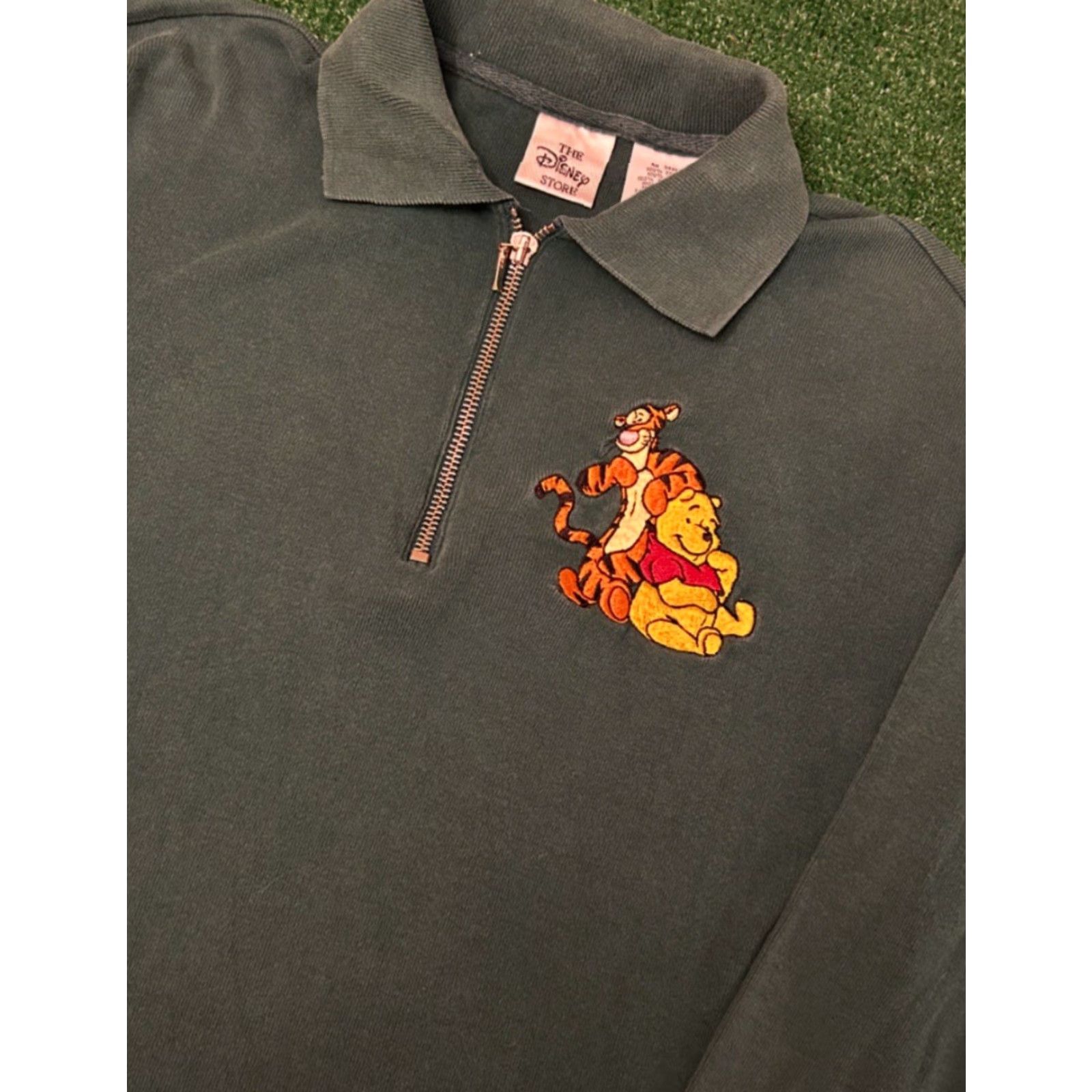 Disney VINTAGE Disney Winnie The Pooh Cartoon Embroidered 1/4 Zip Collared Shirt S Green Mens 90s USA Size US S / EU 44-46 / 1 - 2 Thumbnail