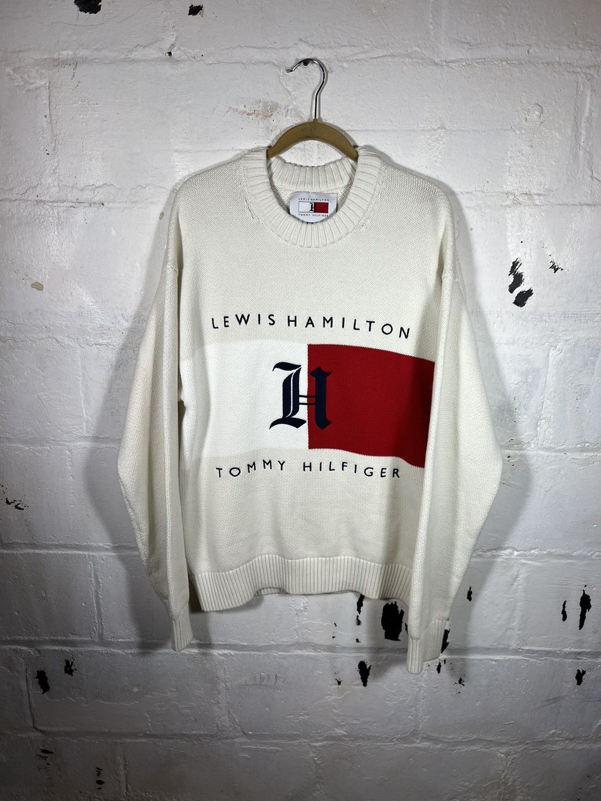image of Lewis Hamilton X Tommy Hilfiger Sweater in Cream, Men's (Size XL)