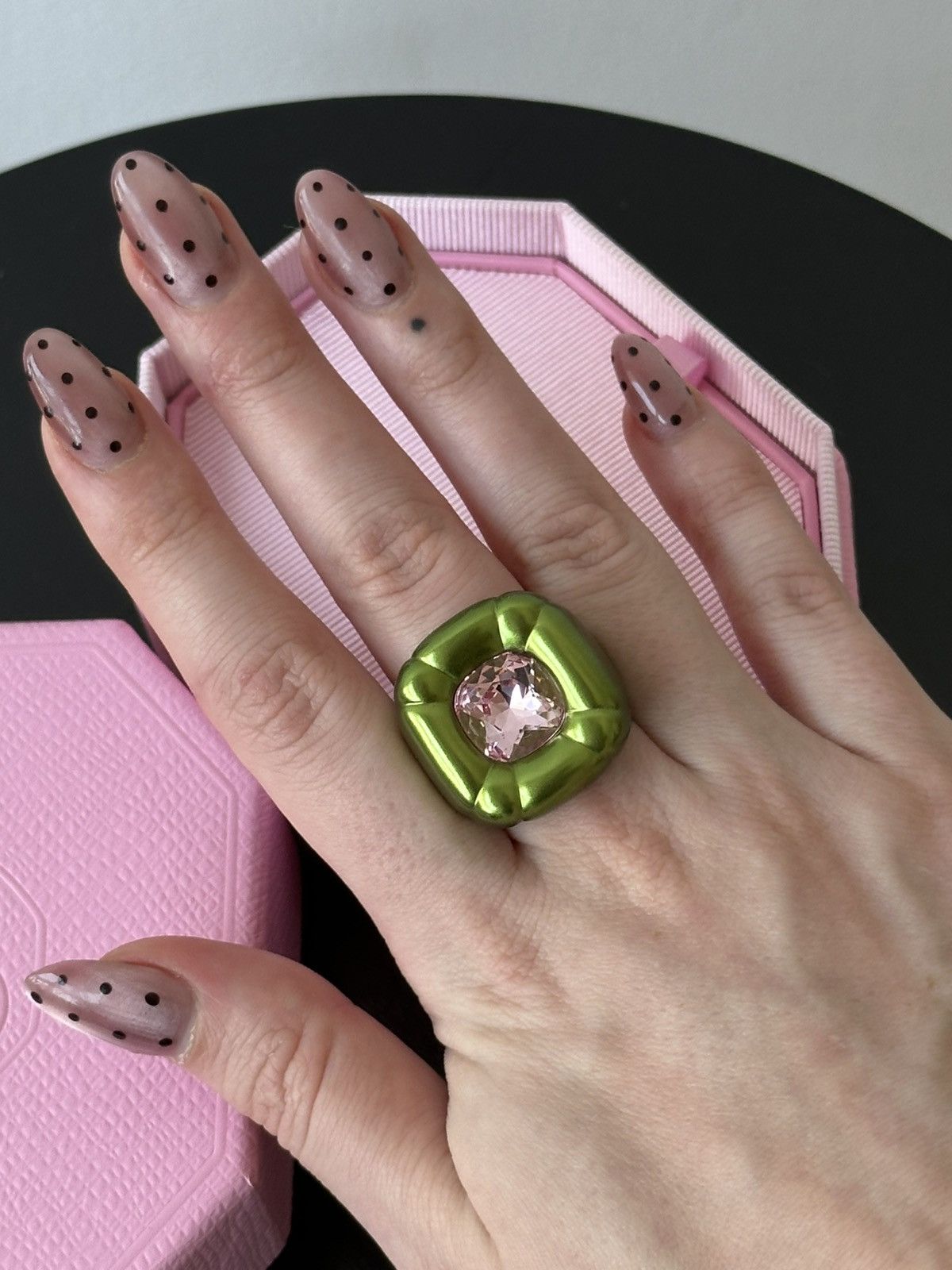 Swarovski Swarovski Dulcis Ring, Cocktail ring, Pillow cut, Green Size ONE SIZE - 1 Thumbnail