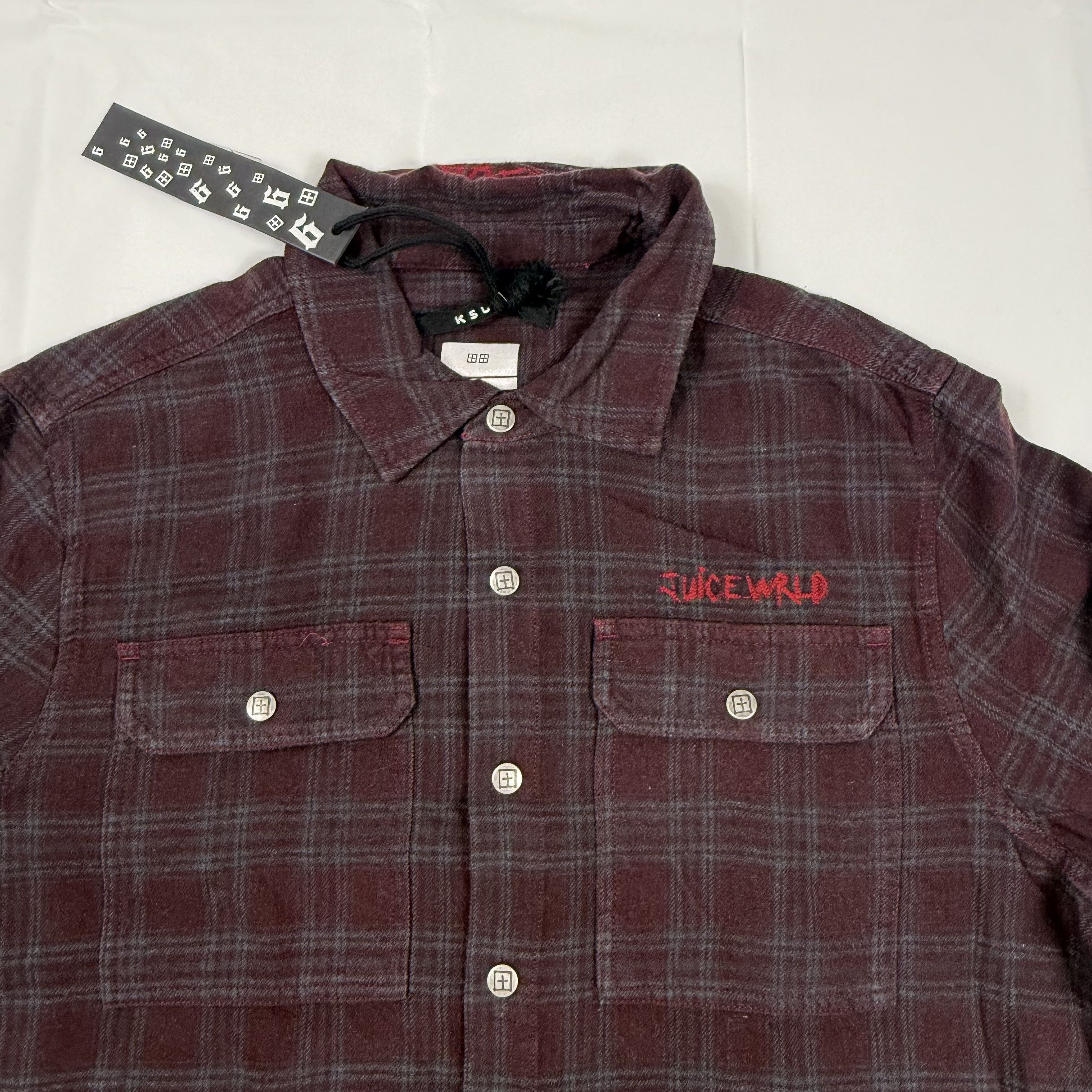 Ksubi Ksubi Spliced 999 LS Shirt Half T Burgundy Plaid Mens Large Size US L / EU 52-54 / 3 - 2 Thumbnail