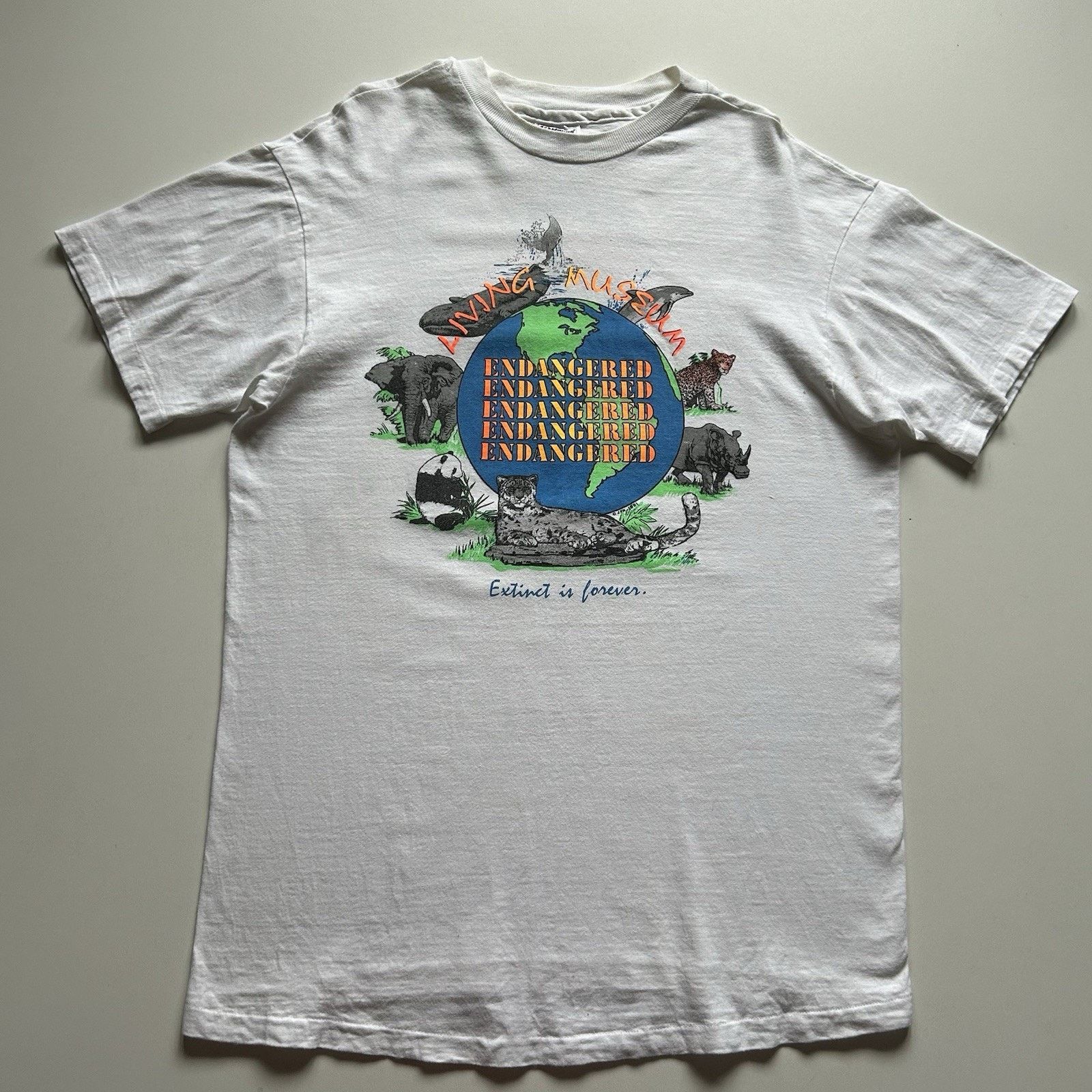 Vintage 90s Endangered Animals Art Shirt Large Hanes Beefy T