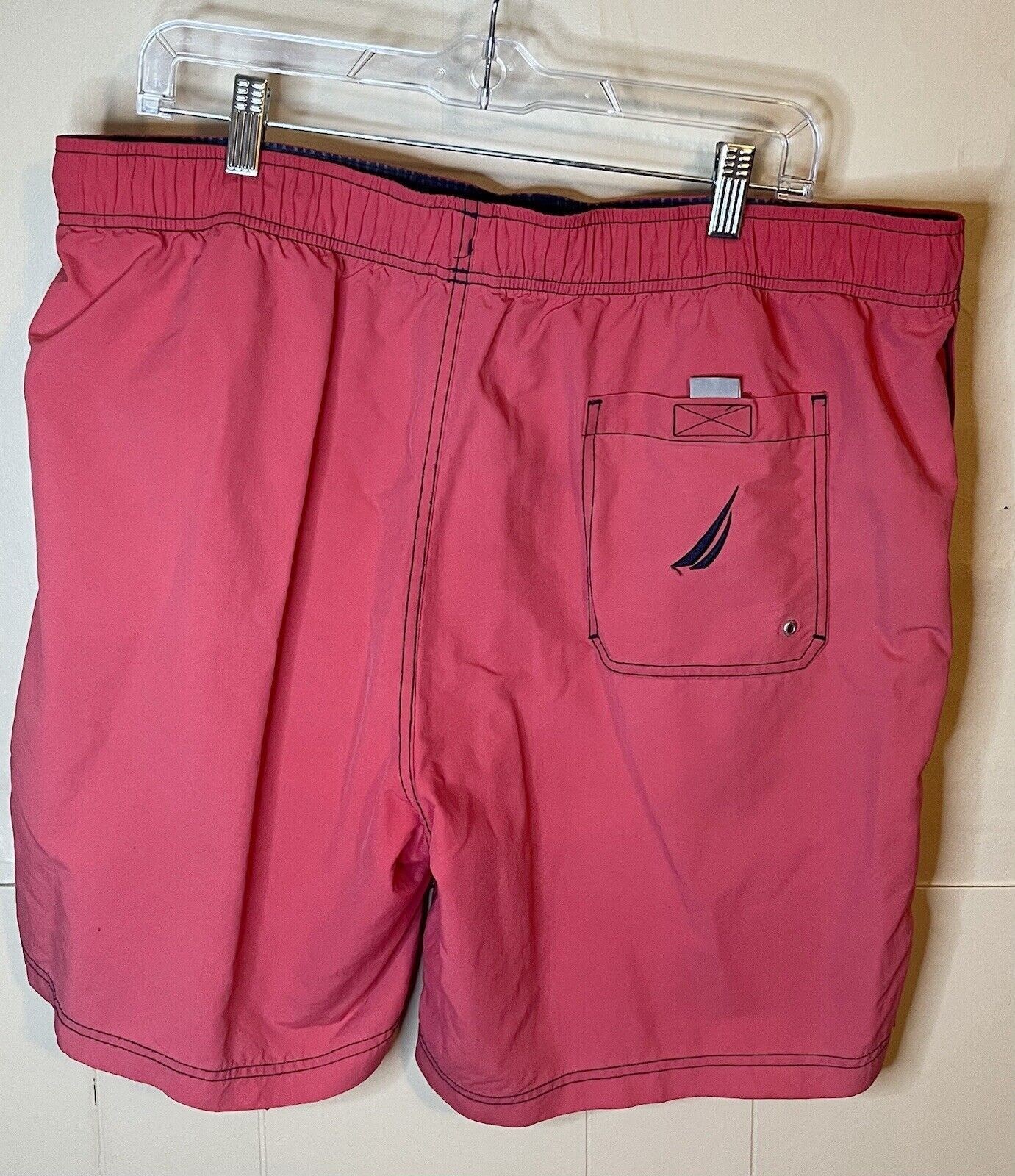 Nautica Nautica Mens L Red Salmon Quick Dry Swim Trunks Mesh Lined Size US 36 / EU 52 - 5 Thumbnail