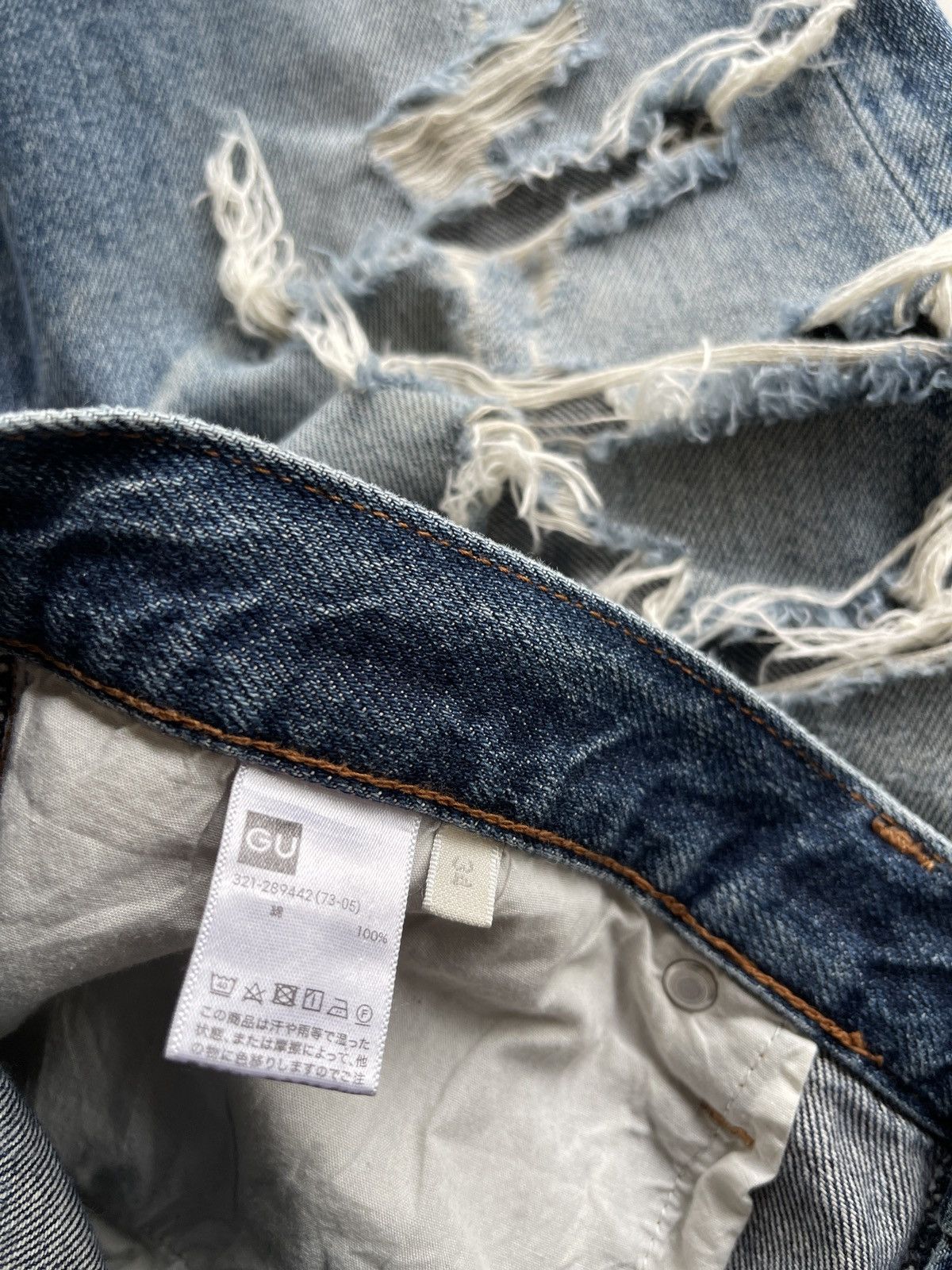 Japanese Brand Ripped Distressed GU Denim Size US 34 / EU 50 - 8 Thumbnail