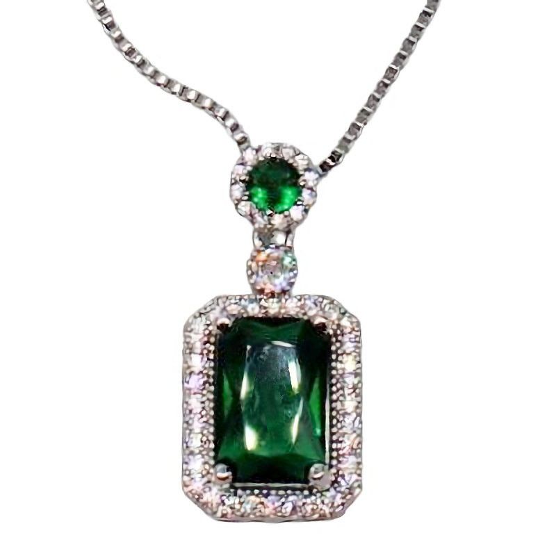 Other Simulated Emerald Necklace Pendant Sparkling Crystal Accents Size ONE SIZE - 1 Thumbnail