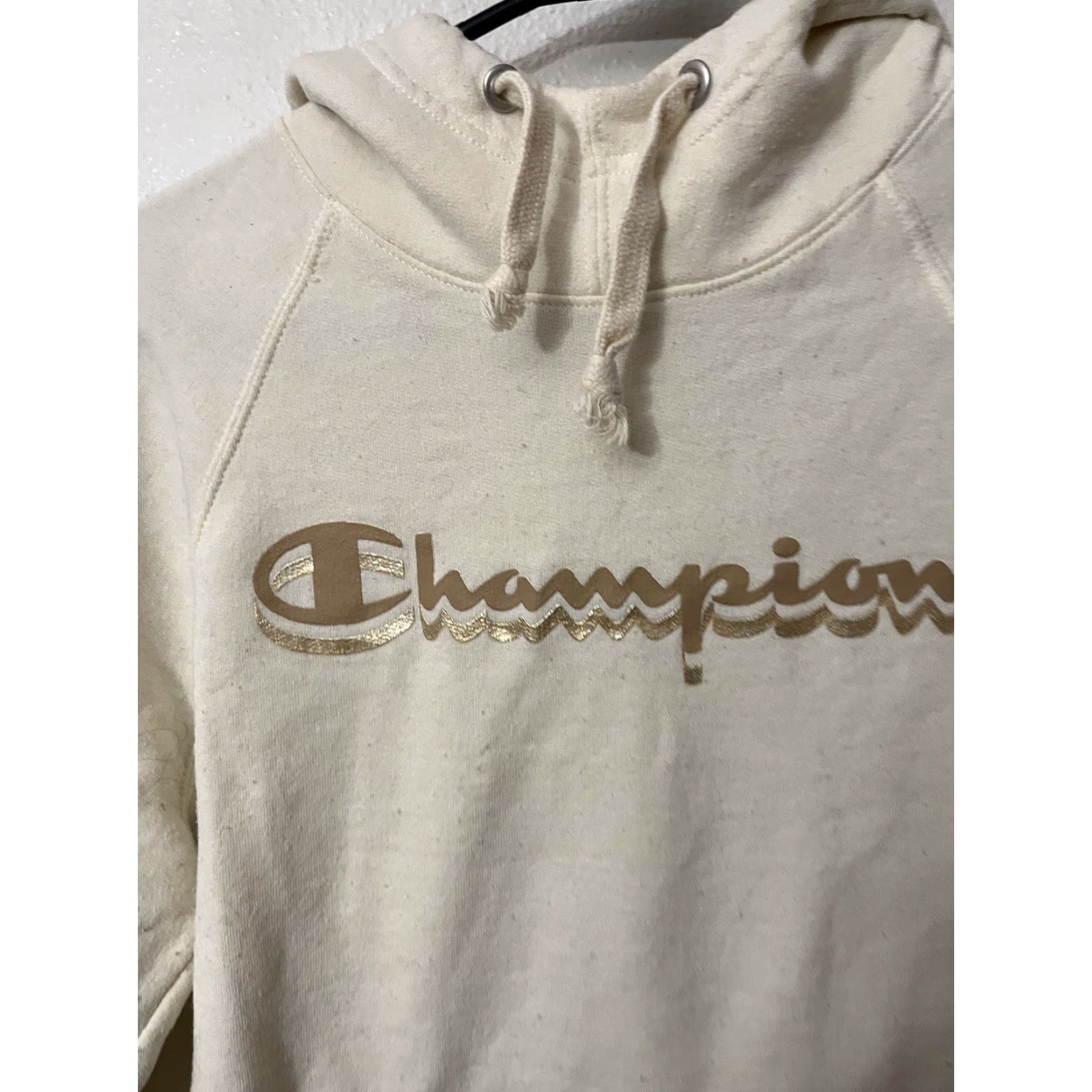 Champion Champion Women's Hoodie Sweatshirt Pullover Long Sleeve Ivory Logo Pocket Size S Size S / US 4 / IT 40 - 3 Thumbnail