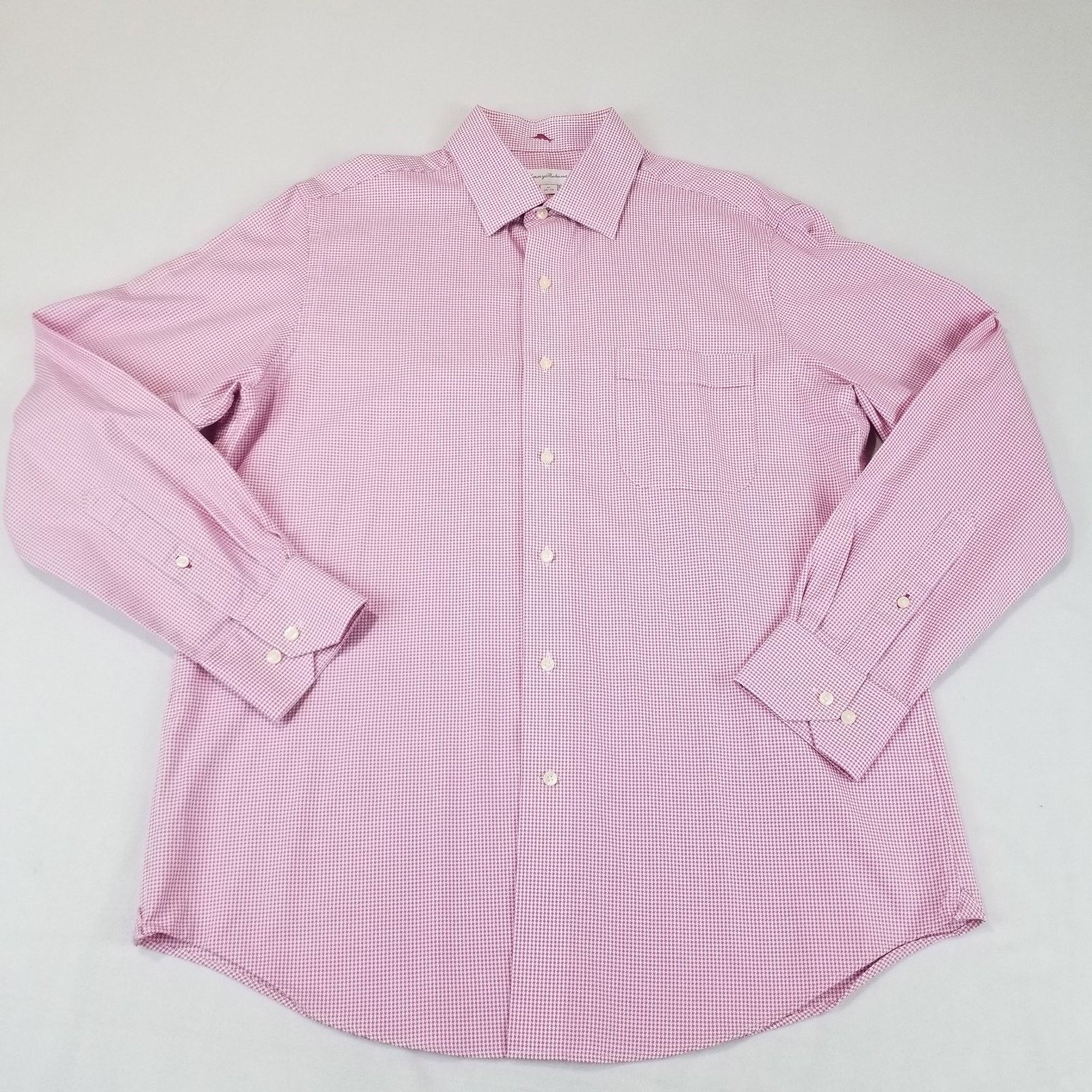 Tommy Bahama Tommy Bahama Shirt Mens Large 16 34/35 Pink Houndstooth Size US L / EU 52-54 / 3 - 1 Thumbnail