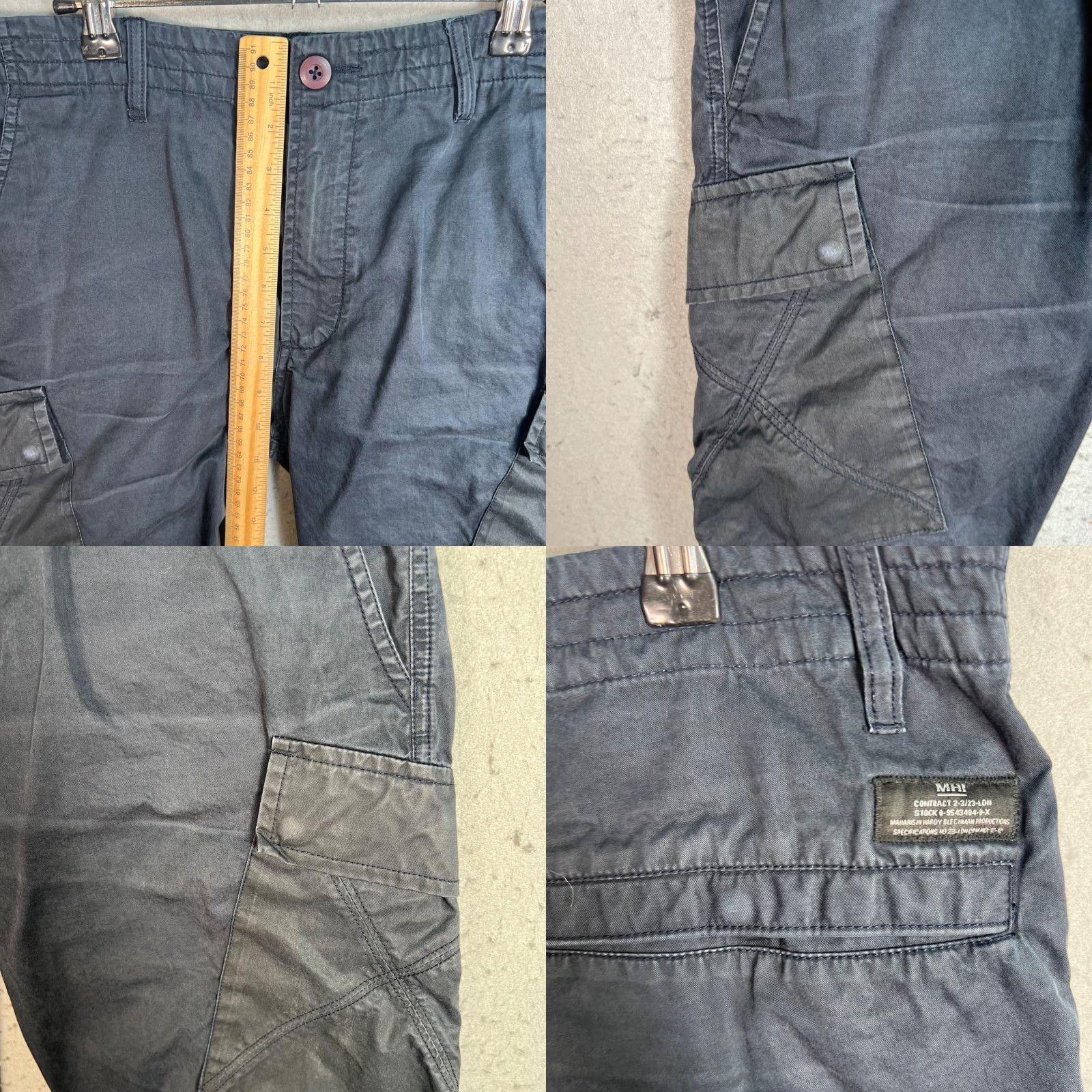 Maharishi VINTAGE Maharishi Mens Cargo Pants Cargo Pattern 100% Organic Cotton Blue Black Adult Medium Inseam 29" Regular Fit Mens Size US 31 - 8 Thumbnail
