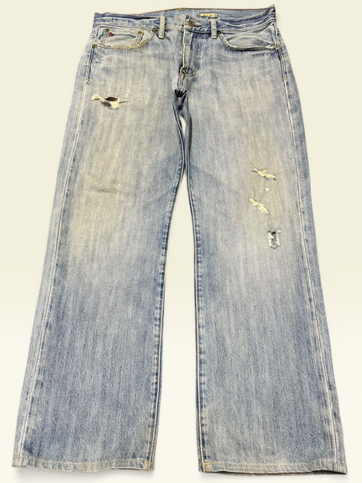 Polo Ralph Lauren Vtg 90s Polo RL Ralph Lauren Blue Wash Distress Loose Jeans Size US 34 / EU 50 - 1 Thumbnail