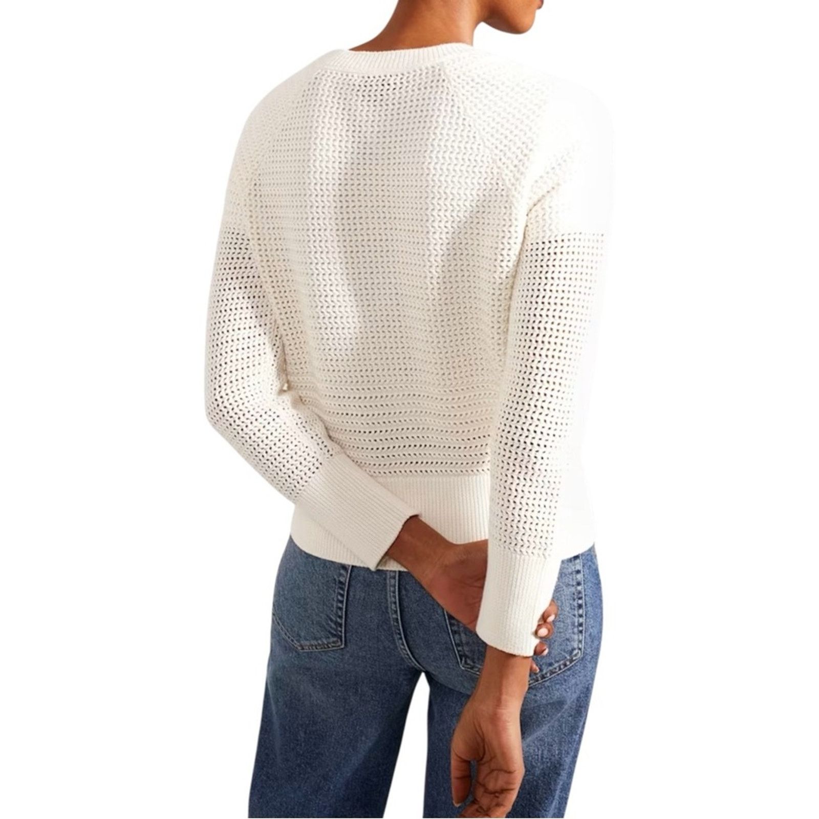 Hobbs London Hobbs London Florentina Cotton Cardigan Ivory size XS Size XS / US 0-2 / IT 36-38 - 3 Thumbnail