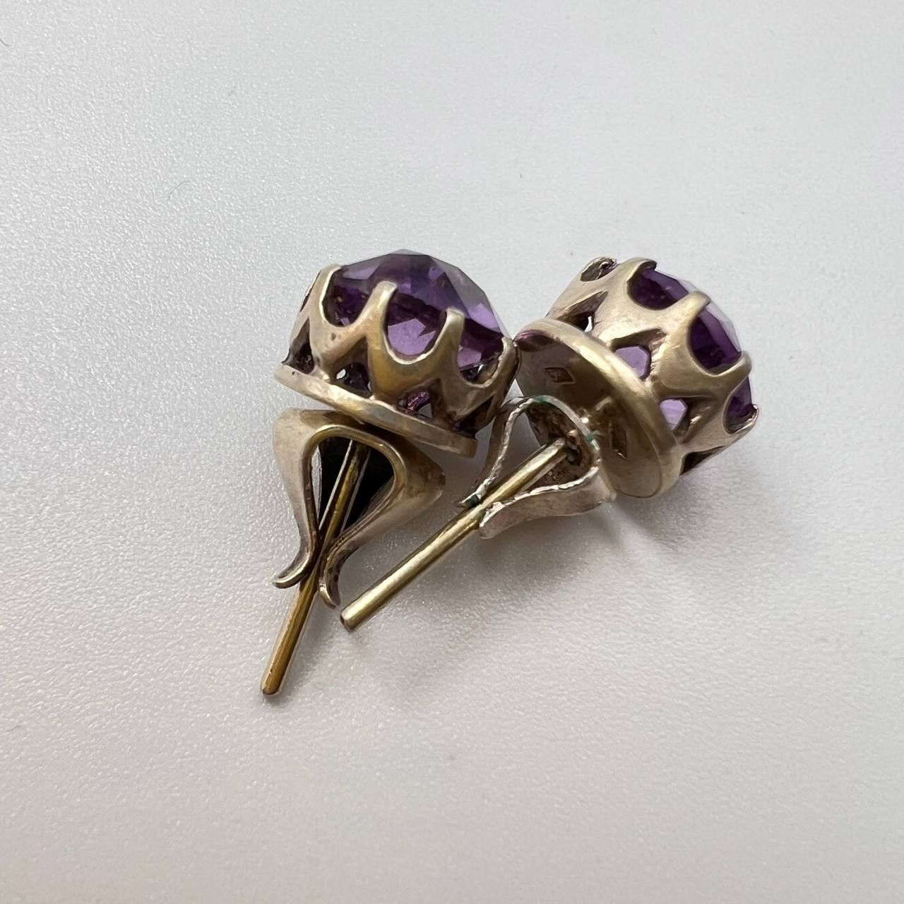 Vintage Vintage USSR Gilded Silver 875 Stud Earrings Signed 4.4g Size ONE SIZE - 4 Thumbnail