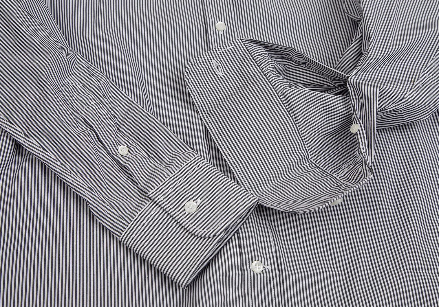 Emporio Armani Stretch Cotton Stripe Shirt in White and Gray Size 39 Size US M / EU 48-50 / 2 - 5 Thumbnail