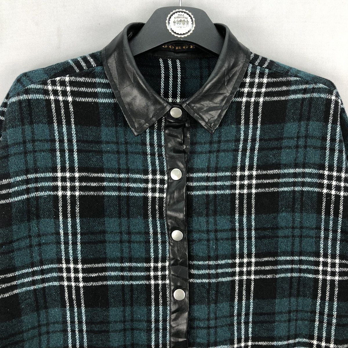 Japanese Brand Vintage Flannel Green Tartan Check Snap Button up by Gorge Size M / US 6-8 / IT 42-44 - 7 Thumbnail