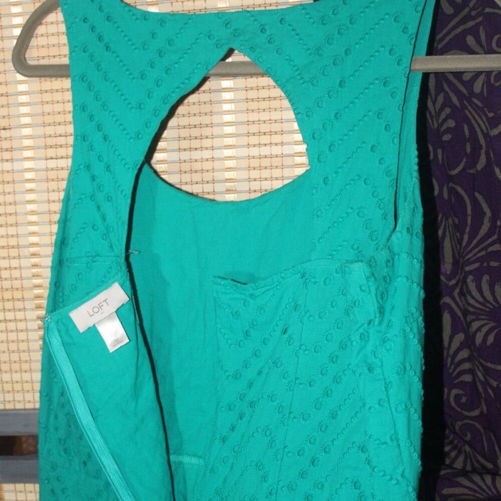 Loft LOFT Green Eyelet Keyhole-Back Dress Size XL / US 12-14 / IT 48-50 - 6 Thumbnail