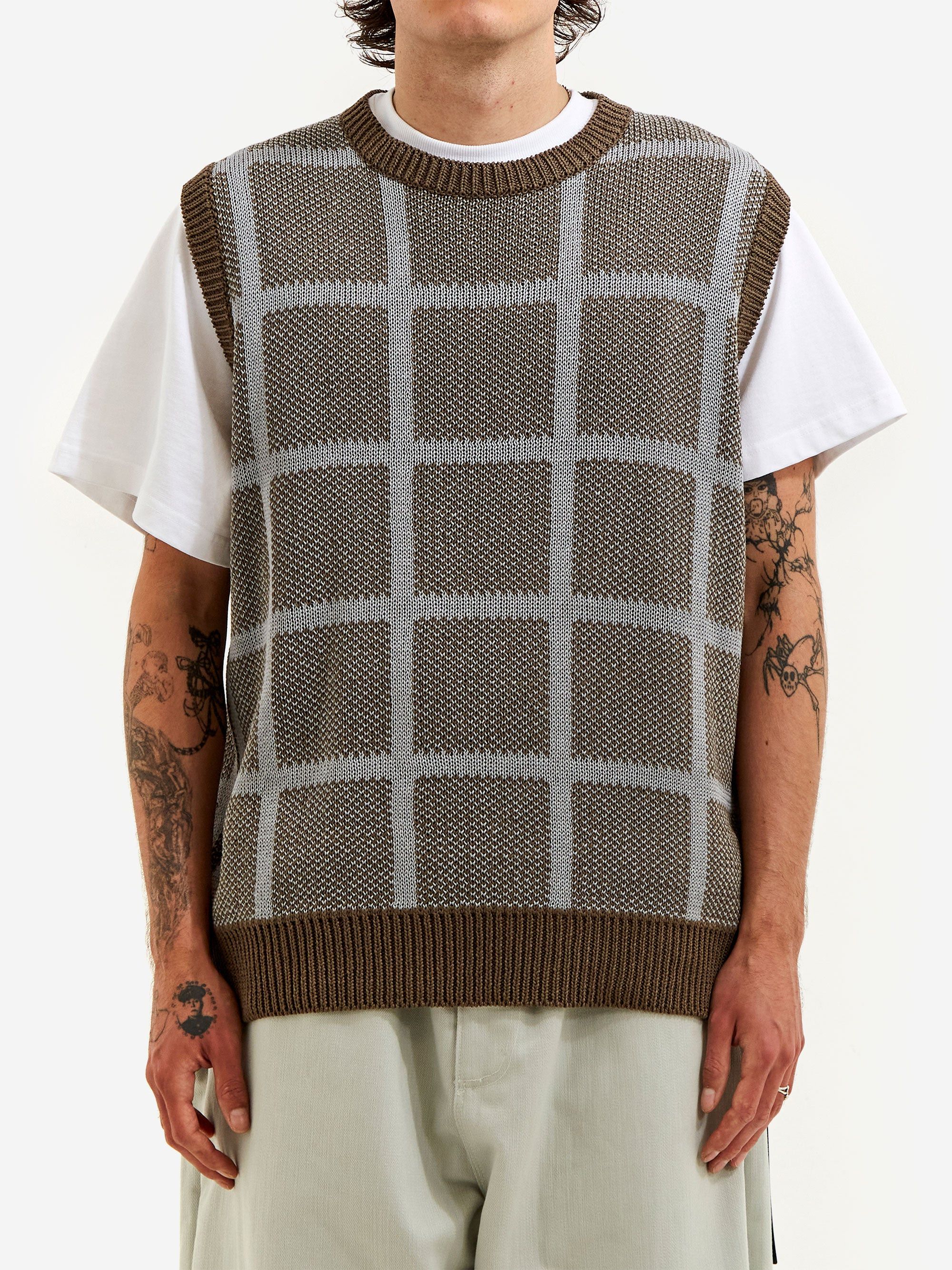 Cav Empt C.E Cav Empt Grid Loose Knit Vest - Khaki Size US L / EU 52-54 / 3 - 6 Thumbnail