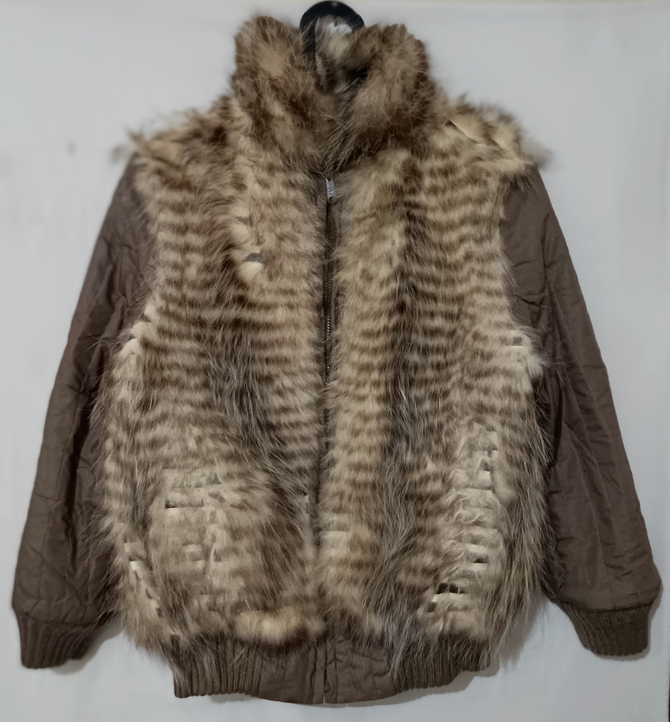 FAUX FUR CROPPED MOHAIR BOMBER reversible JACKET