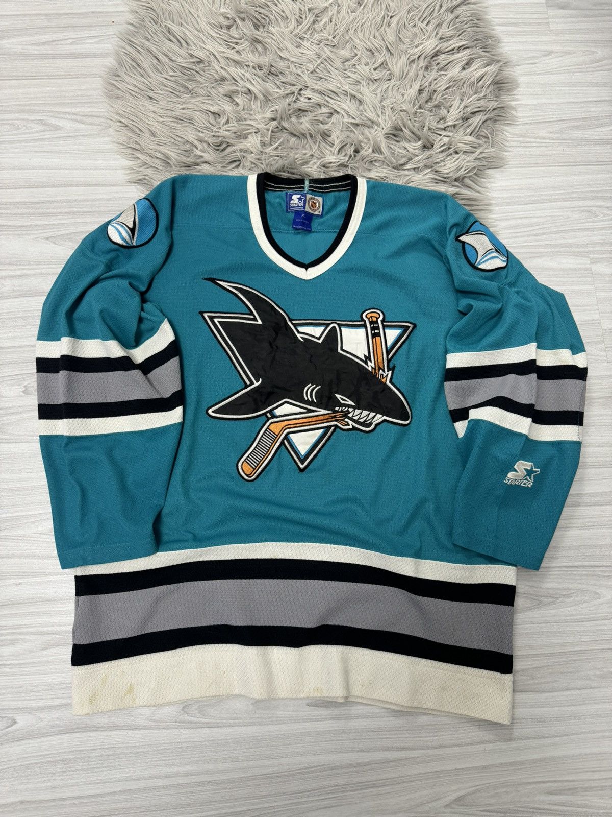 Starter × Vintage Vintage 90s Starter San Jose Sharks Hockey Jersey Size US XL / EU 56 / 4 - 3 Thumbnail