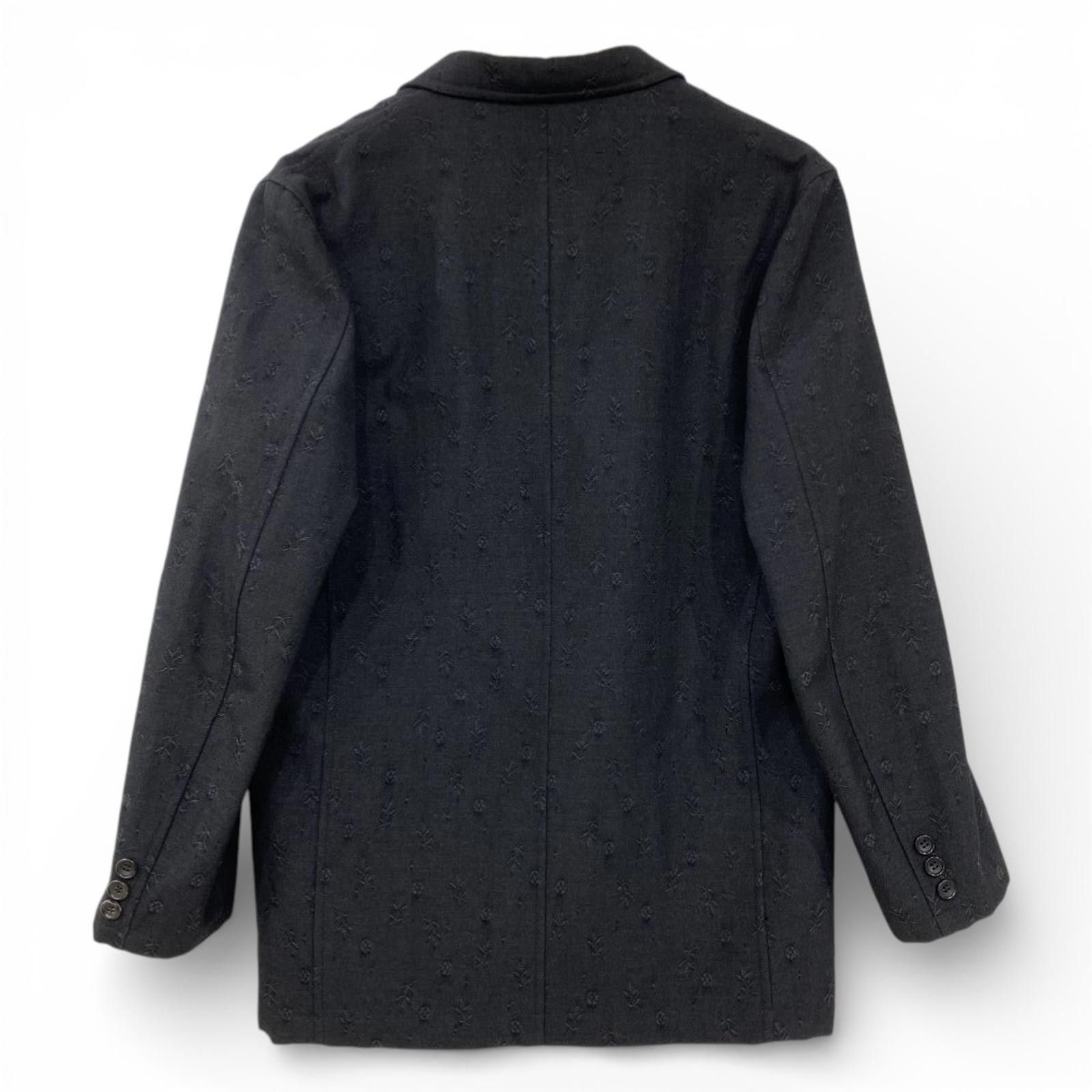 Comme des Garcons Comme des Garçons - Black Embroidered Blazer Jacket Size 38R - 2 Thumbnail