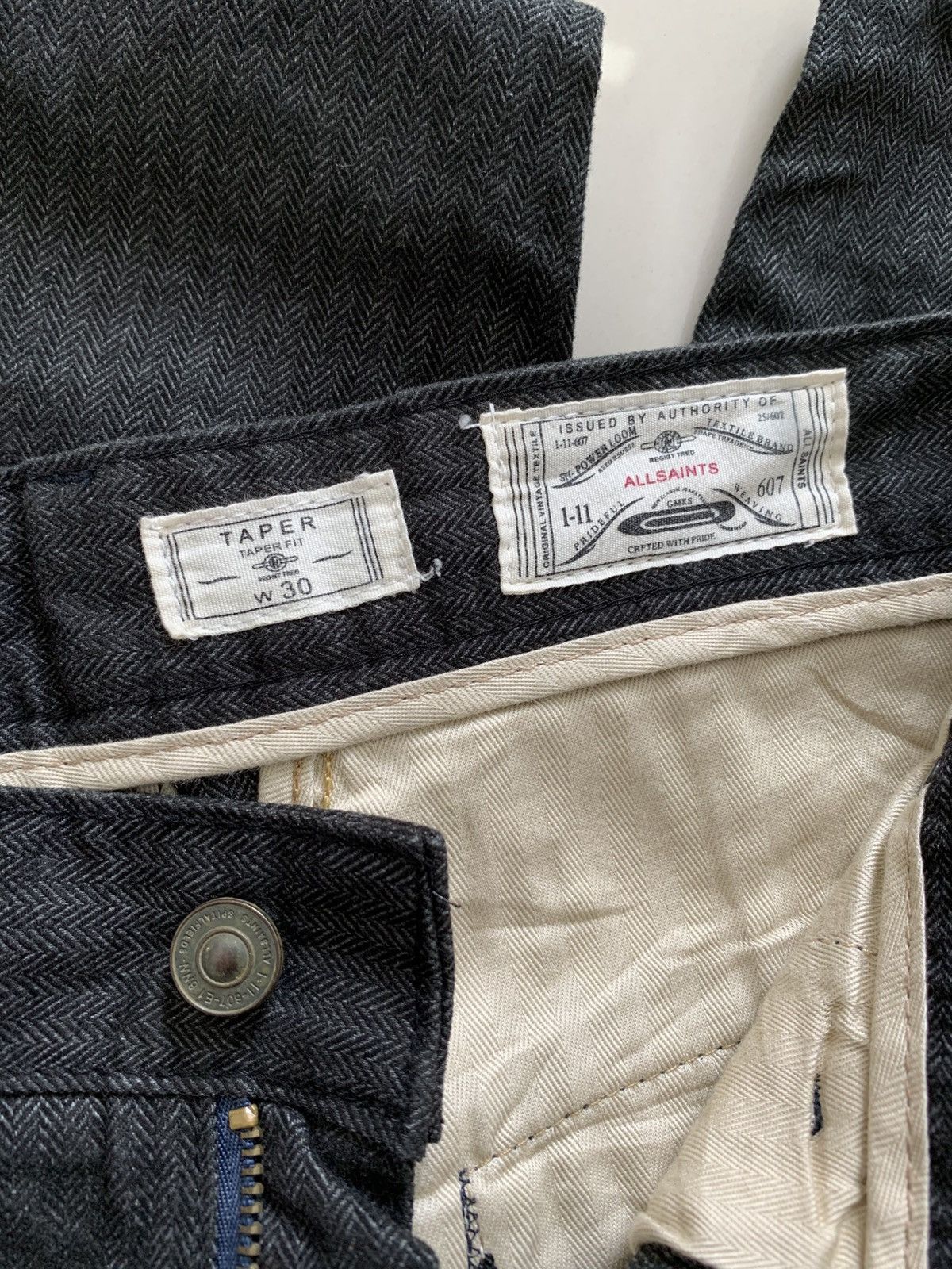 Allsaints Allsaints Salvage Narrow Herringbone Taper Fit Pants Size US 30 / EU 46 - 6 Thumbnail