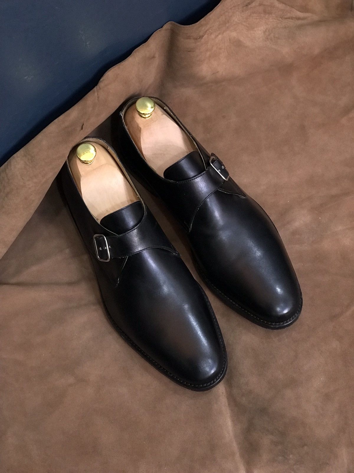 Handmade Single strap monk shoes derbies, goodyear welted Size US 12 / EU 45 - 2 Thumbnail