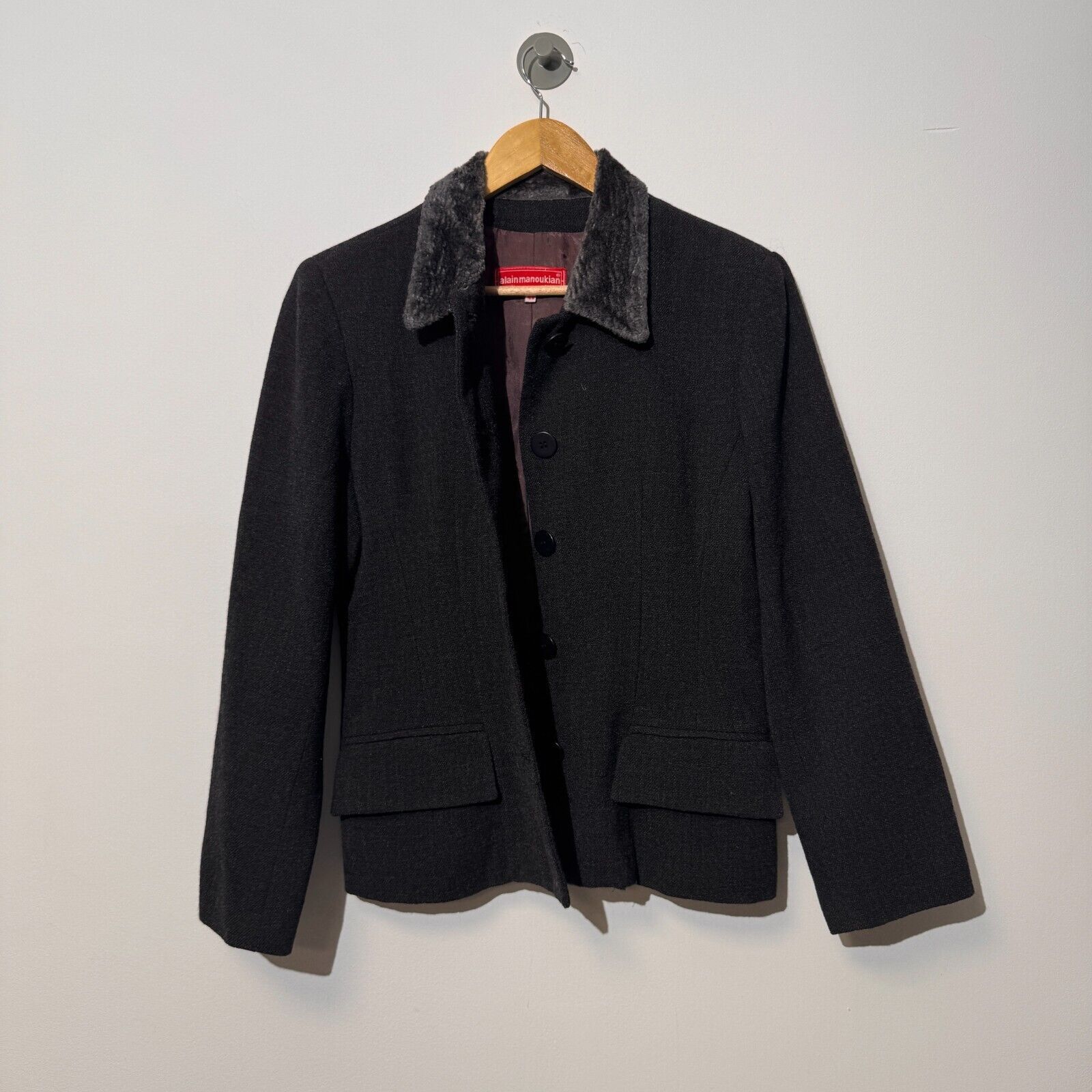 Vintage Alain Manoukian Black Gray Wool Blazer Jacket Size 48 IT Size US L / EU 52-54 / 3 - 13 Thumbnail