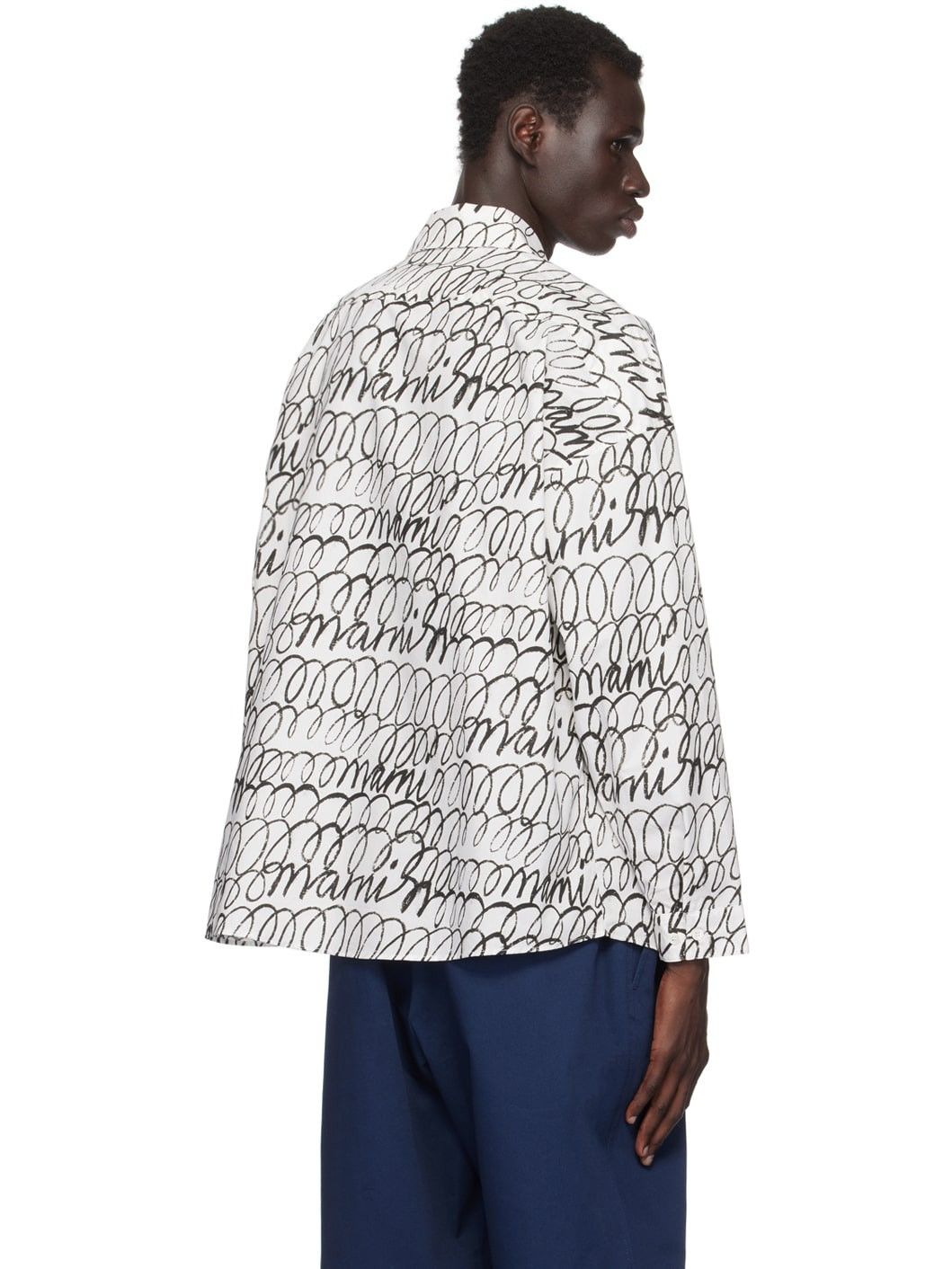 Marni o1w1db11125 Scribble Motif Shirt in White Size US L / EU 52-54 / 3 - 2 Thumbnail